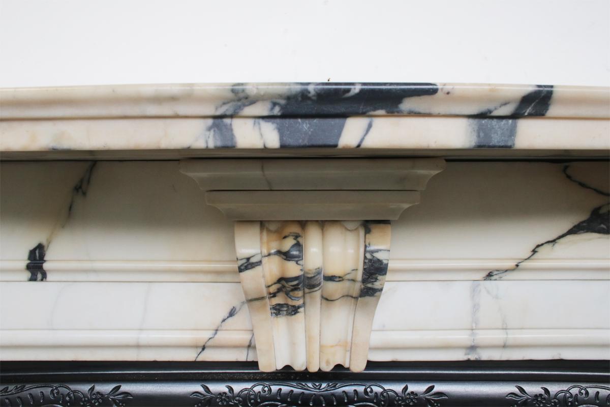 Substantial Antique Victorian Fire Surround in Arabescato Marble 2