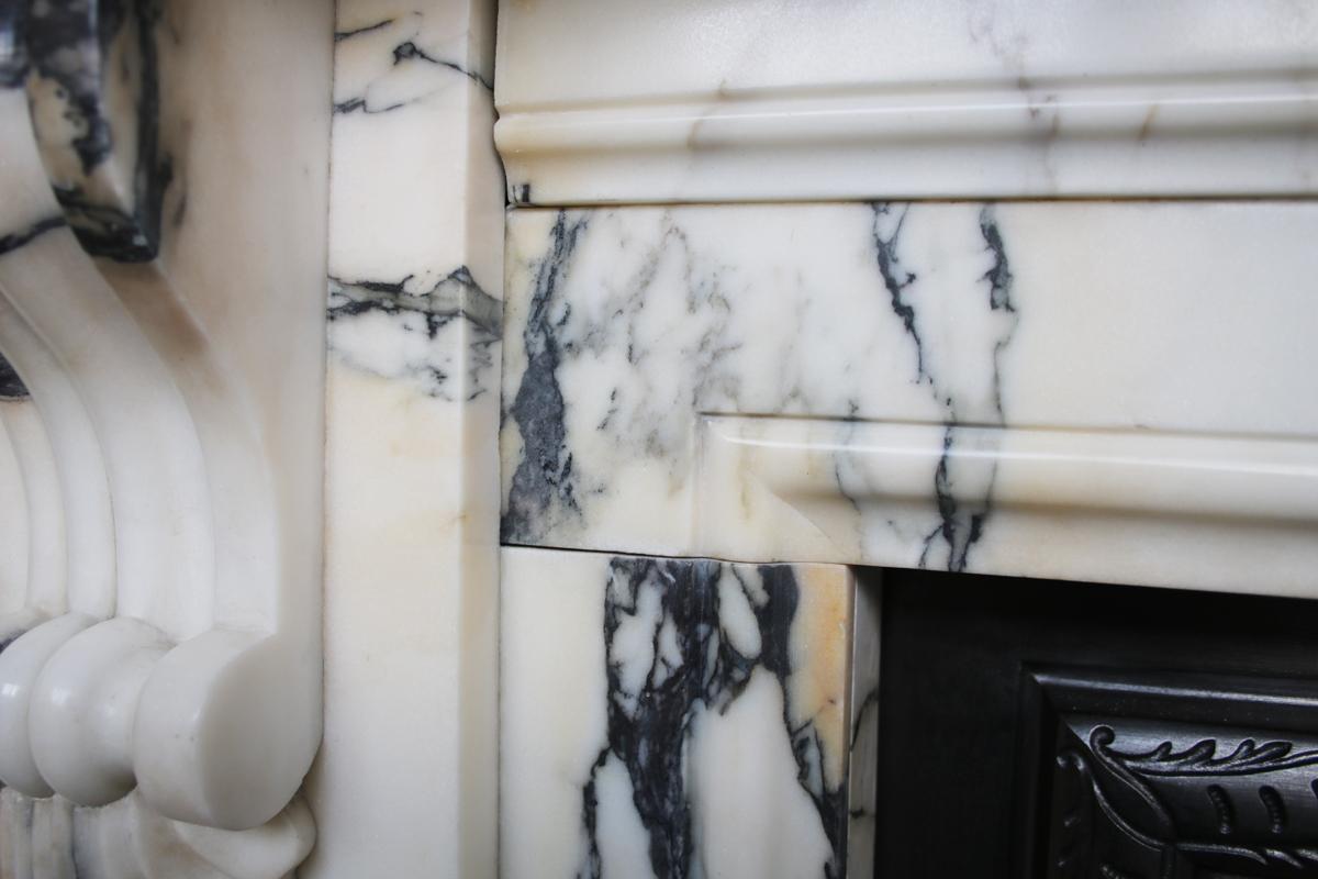 Substantial Antique Victorian Fire Surround in Arabescato Marble 4