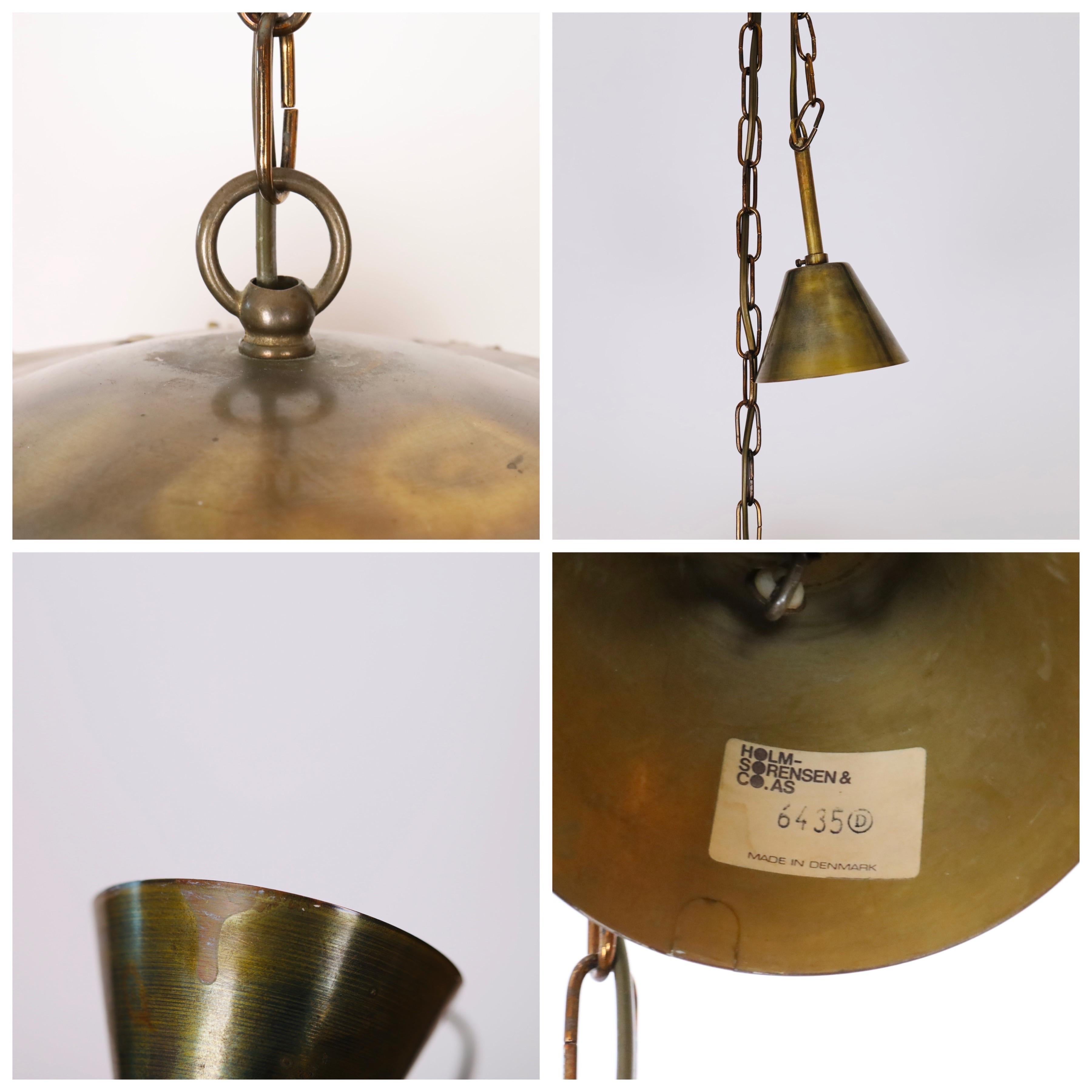 Importante lampe suspendue en laiton de Svend Aage Holm Sorensen, années 1960, Danemark en vente 6