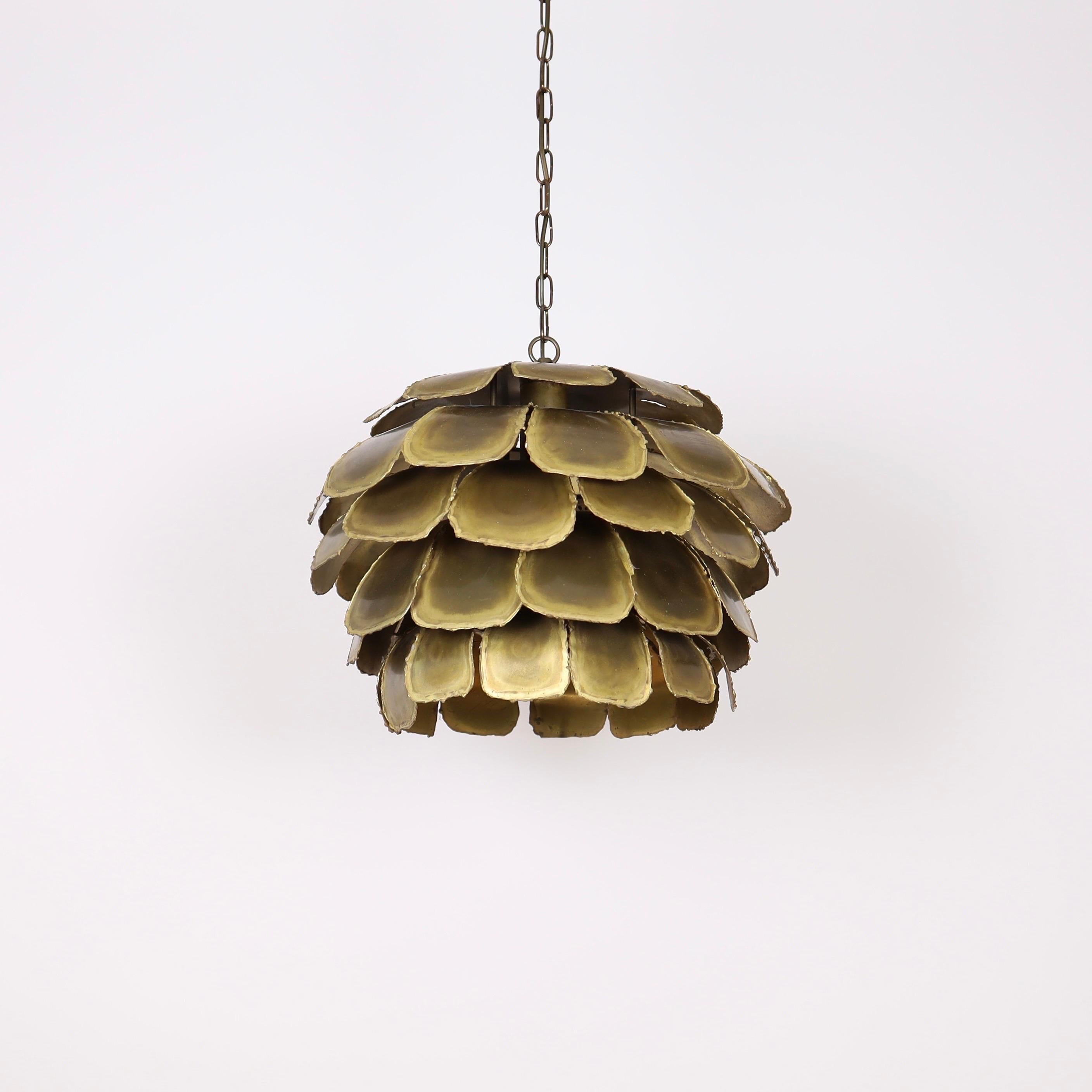 A substantial brass pendant light by Svend Aage Holm Sorensen, 1960s, Denmark For Sale 7