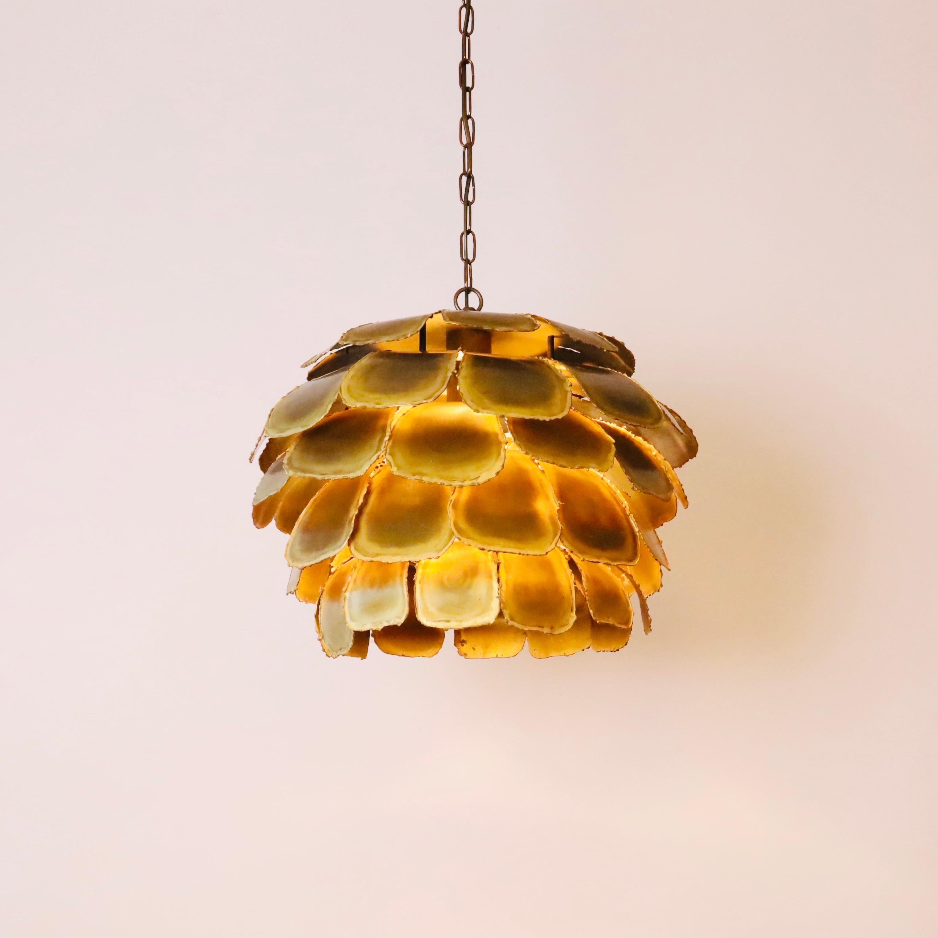 A substantial brass pendant light by Svend Aage Holm Sorensen, 1960s, Denmark For Sale 8