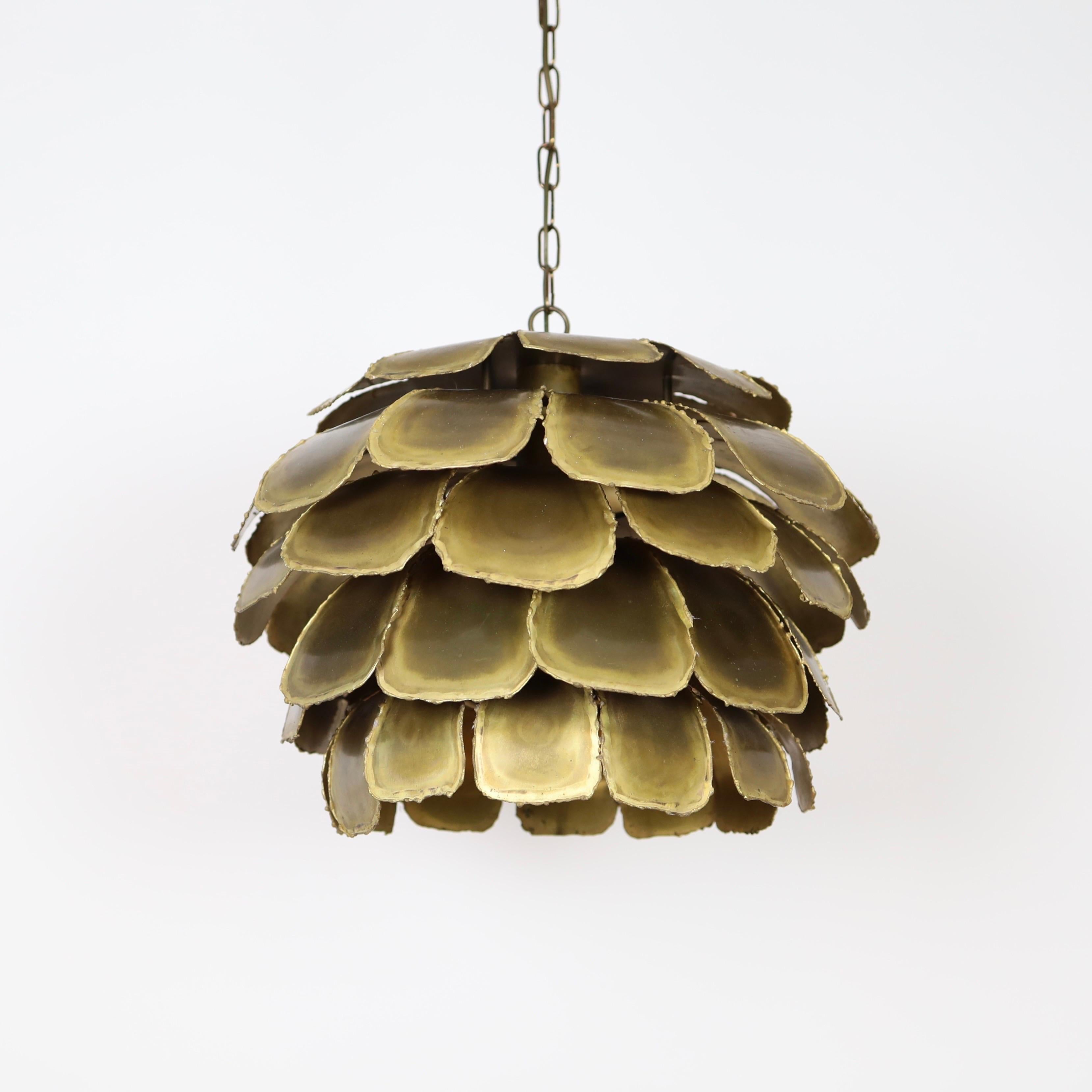 Mid-20th Century A substantial brass pendant light by Svend Aage Holm Sorensen, 1960s, Denmark For Sale