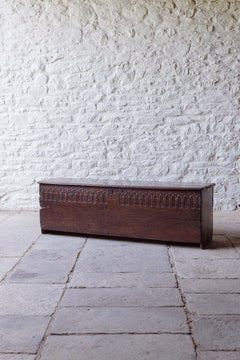 A substantial oak coffer