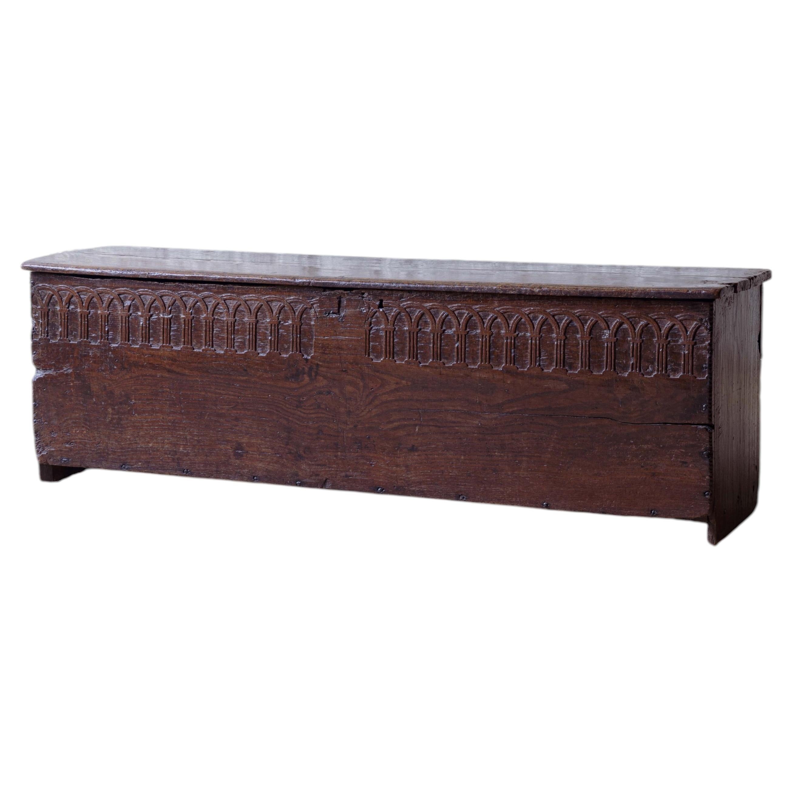 A substantial oak coffer For Sale