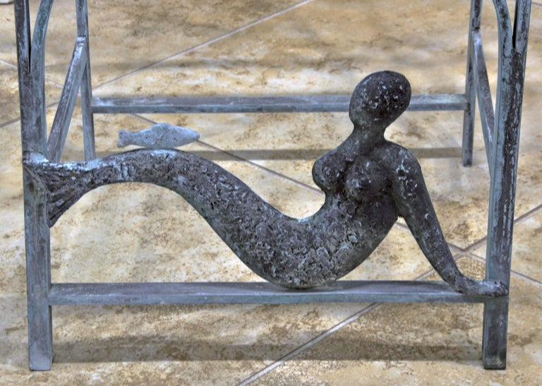 Suite of Six Unique Fish and Mermaid Custom-Made Weathered Bronze Armchairs 4