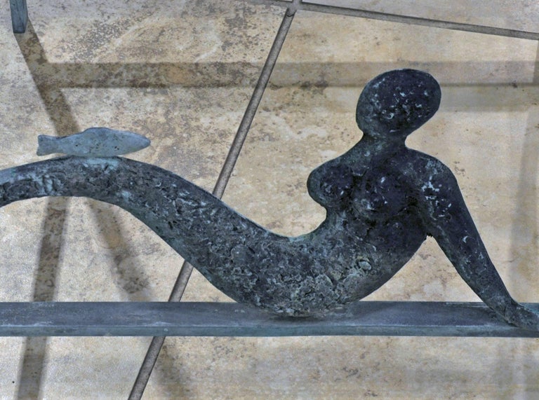 Suite of Six Unique Fish and Mermaid Custom-Made Weathered Bronze Armchairs 8