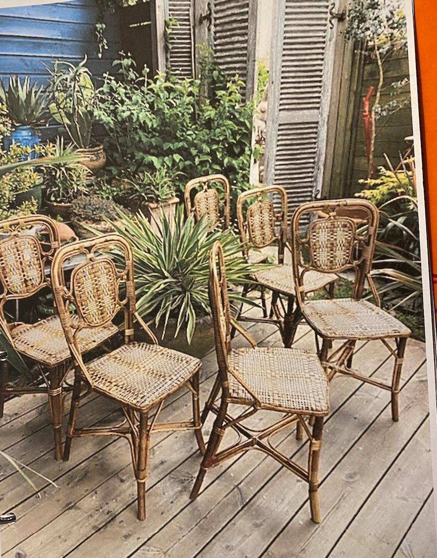 Woven A Suite of (8) Exceptional Perret et Vibert Rattan Chairs For Sale