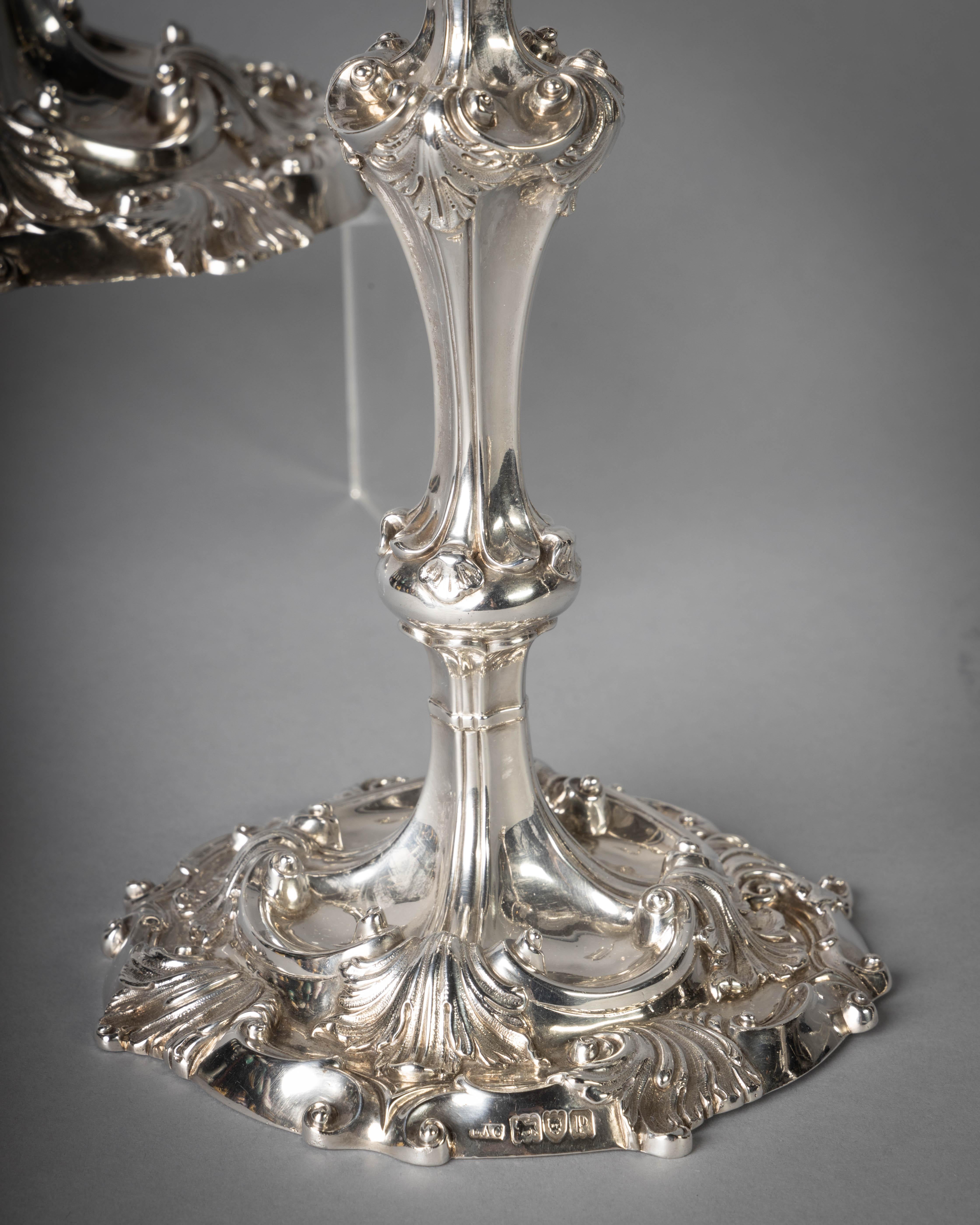 Suite of Four English Silver Candelabra For Sale 1