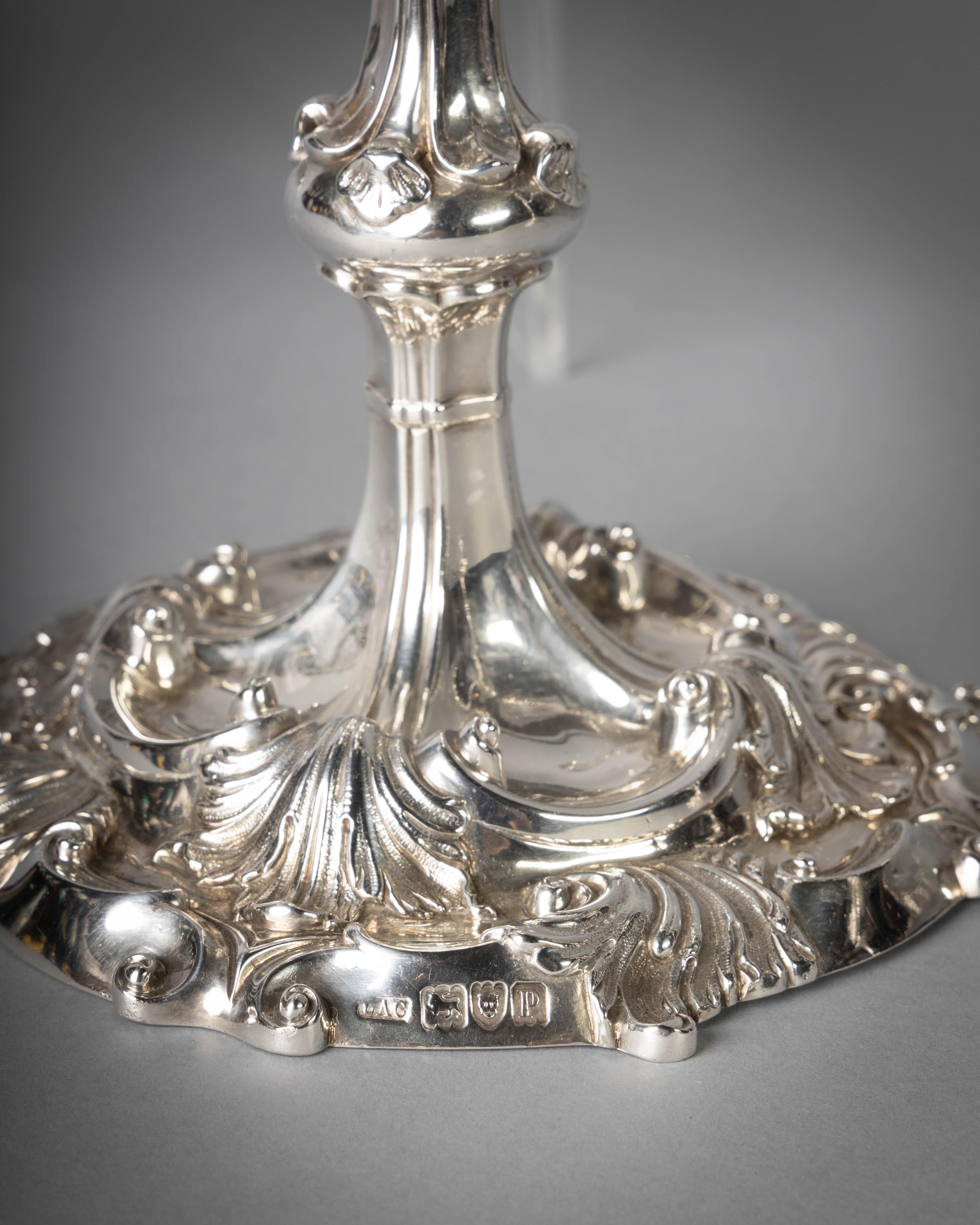 Suite of Four English Silver Candelabra For Sale 2