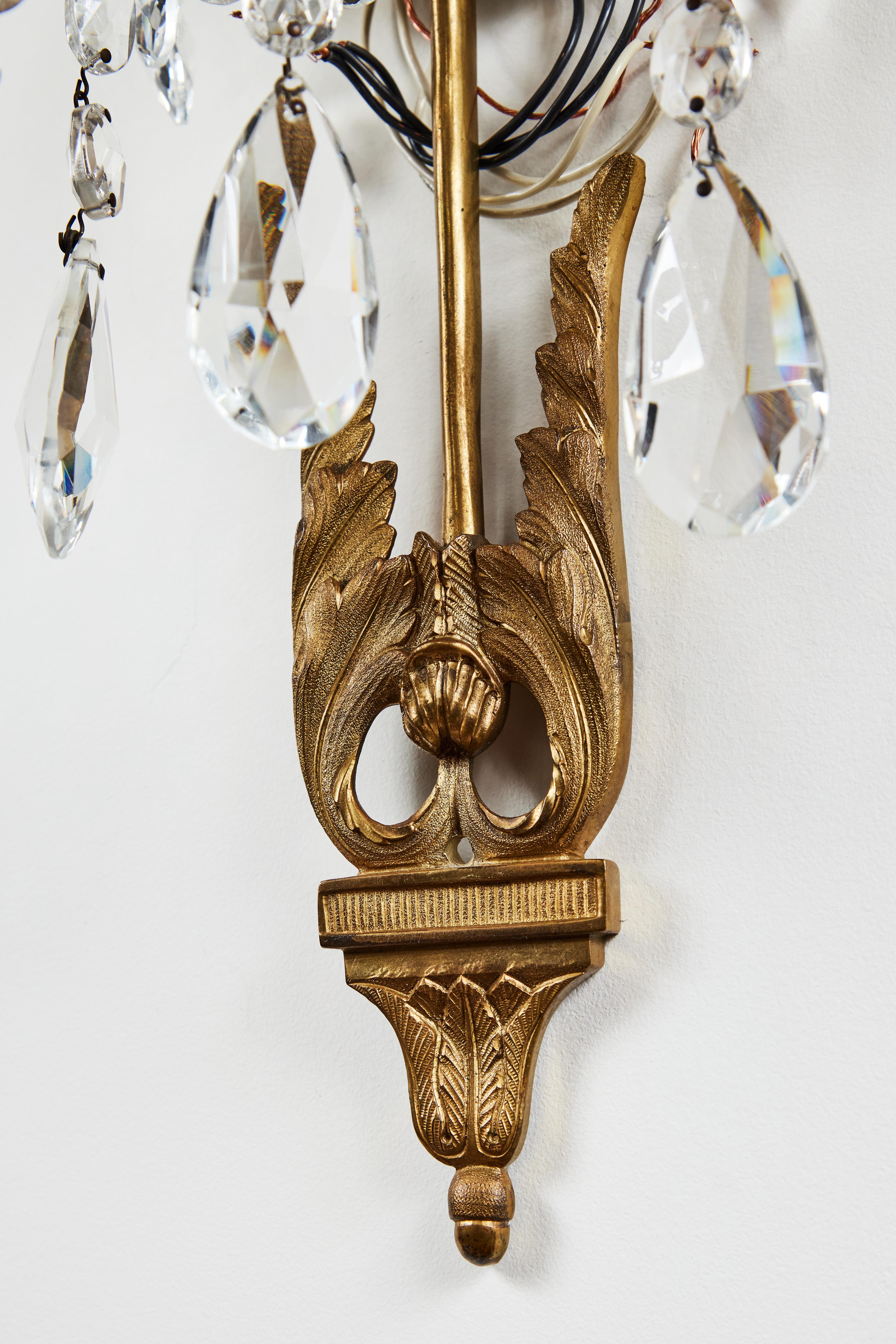 Suite of Russian, Cut Crystal Sconces For Sale 2