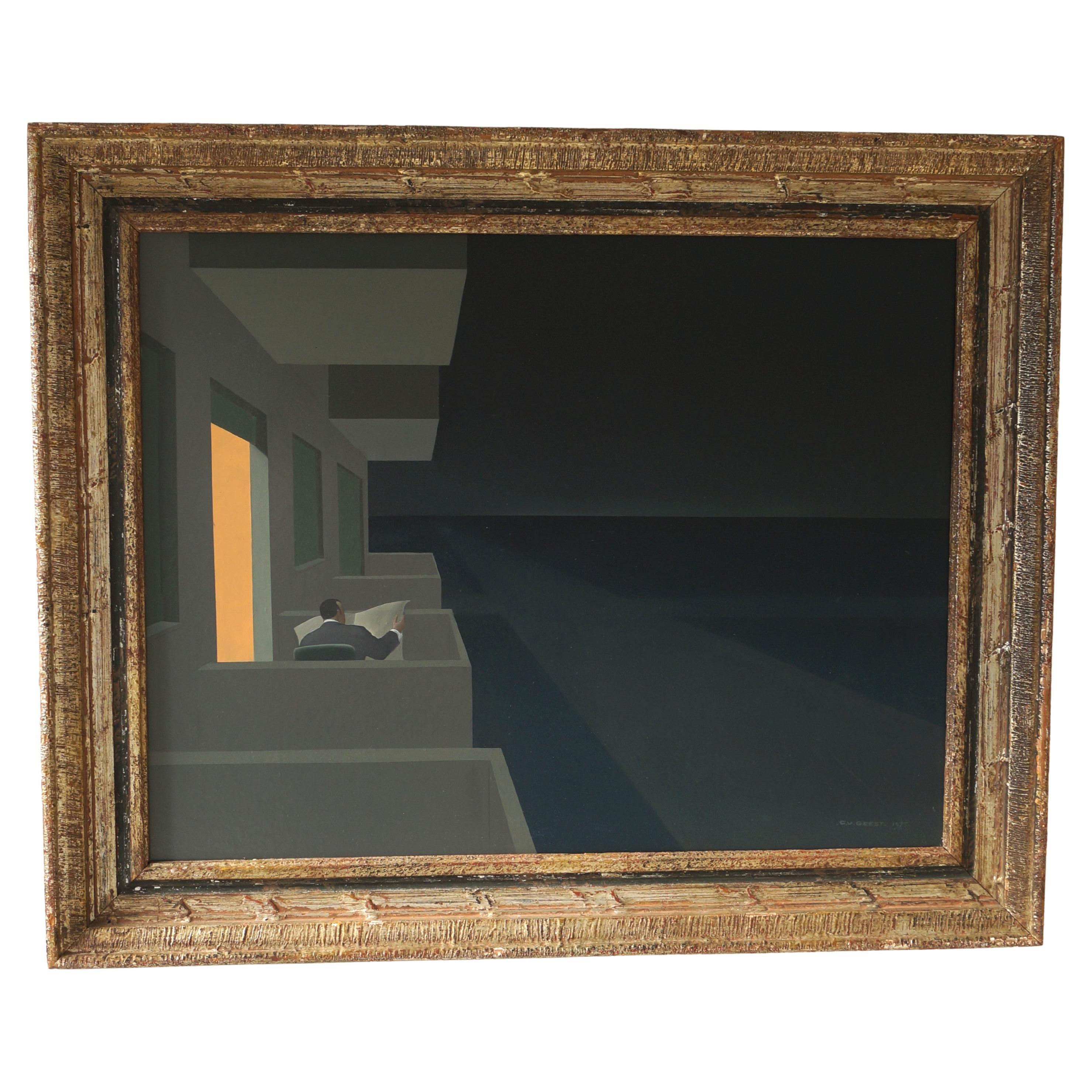 "Ein Sommerabend  gerahmtes Ölgemälde auf Karton, Chris van Geest, 1975 im Angebot