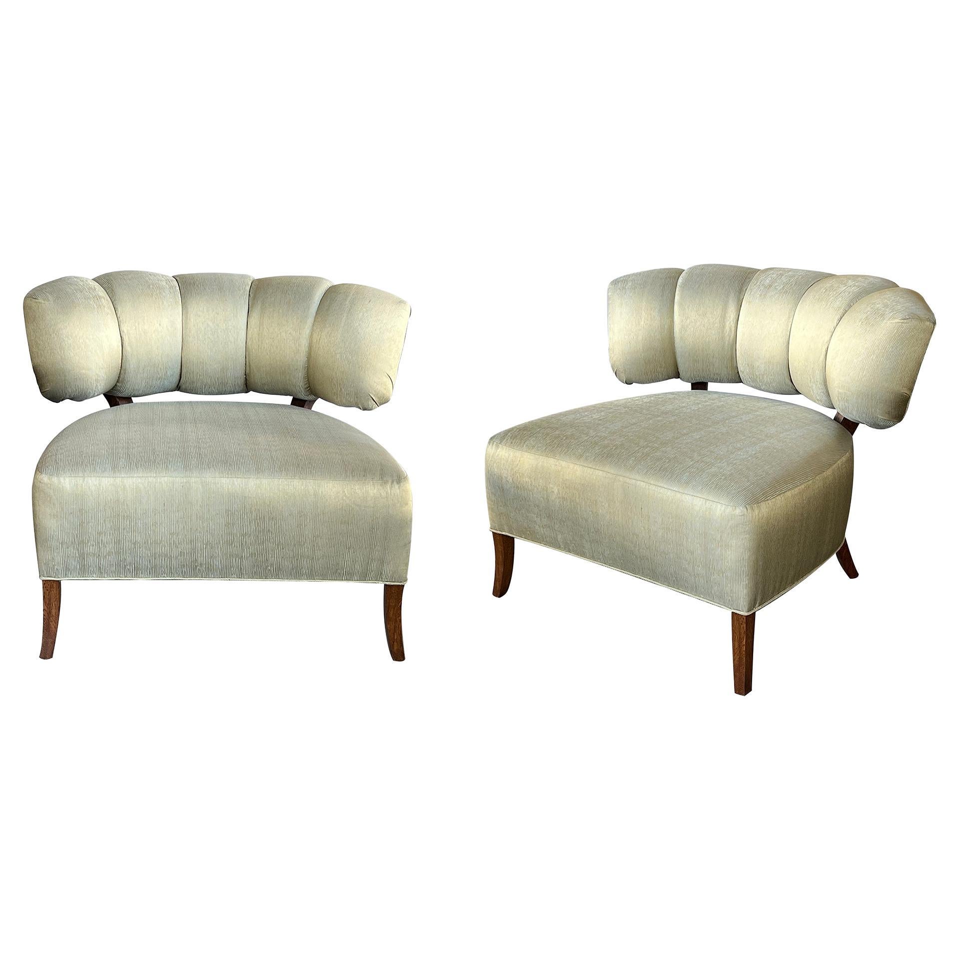 Sumptuous Pair of Billy Haines 1940's Slipper / Hostess / Lounge Chairs