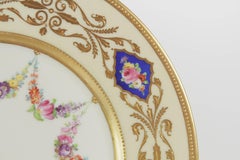 Sumptuous Set of 12 Dresden Germany Painted and Gilt Accent Plates