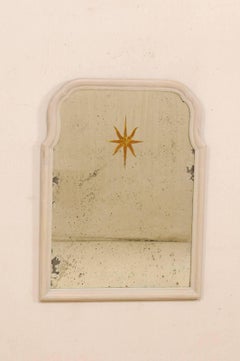 Sunburst Églomisé Antiqued Wall Mirror with Neutral Painted Cream Surround