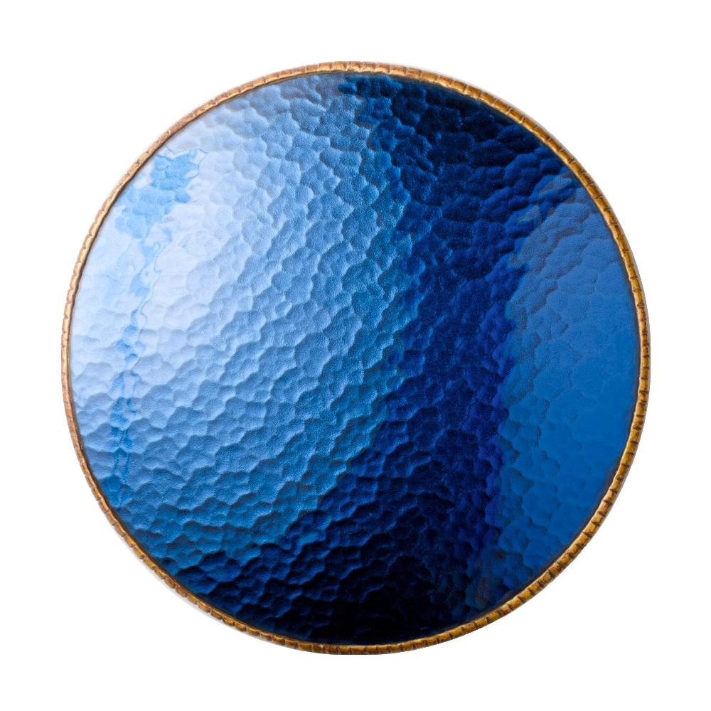 Sunflower Form Blue Convex Mirror in the Manner of Line Vautrin In Good Condition For Sale In Philadelphia, PA