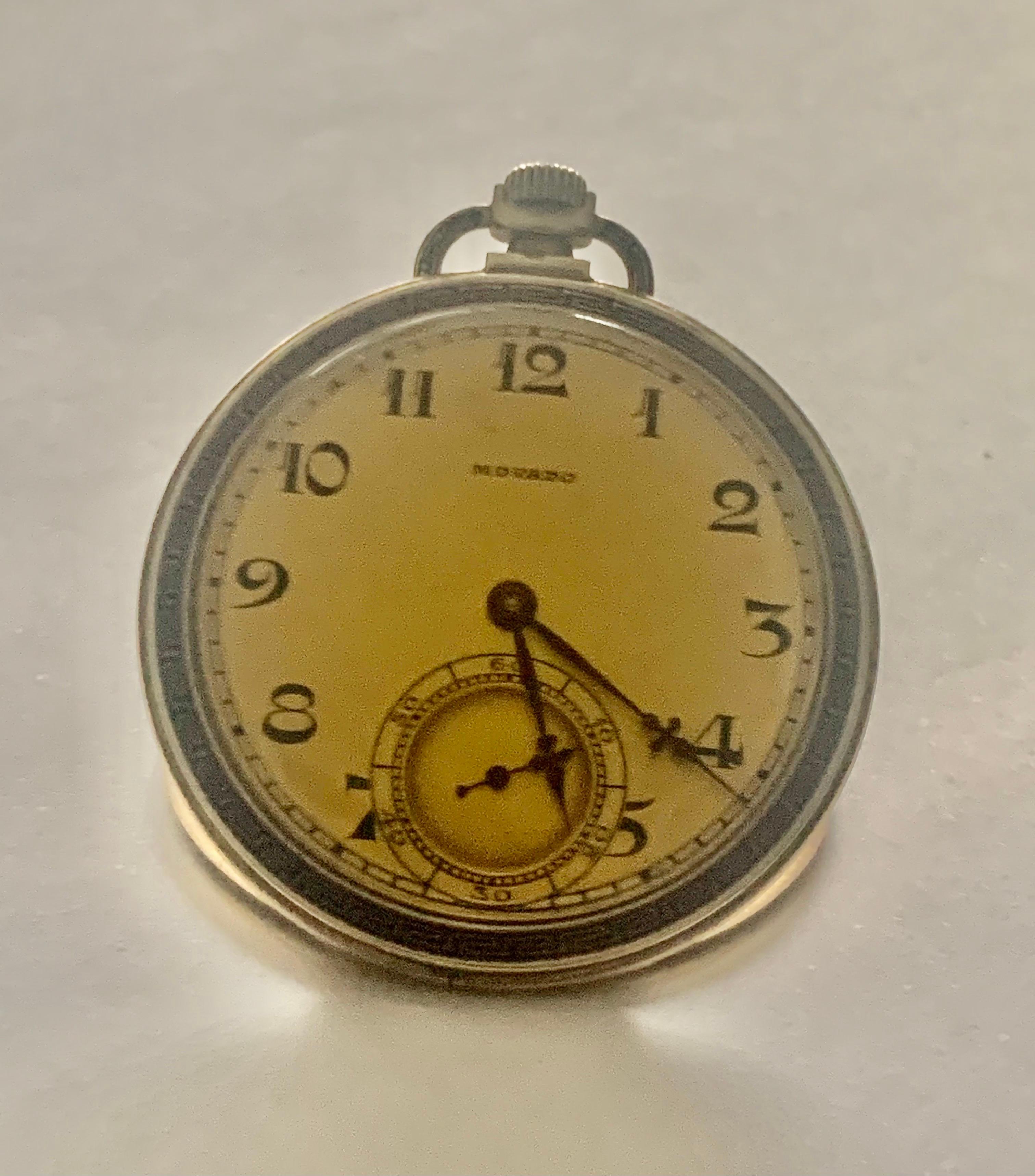 Superb 14k Yellow Gold & Enamel Art Deco Pocket Watch by Movado 2
