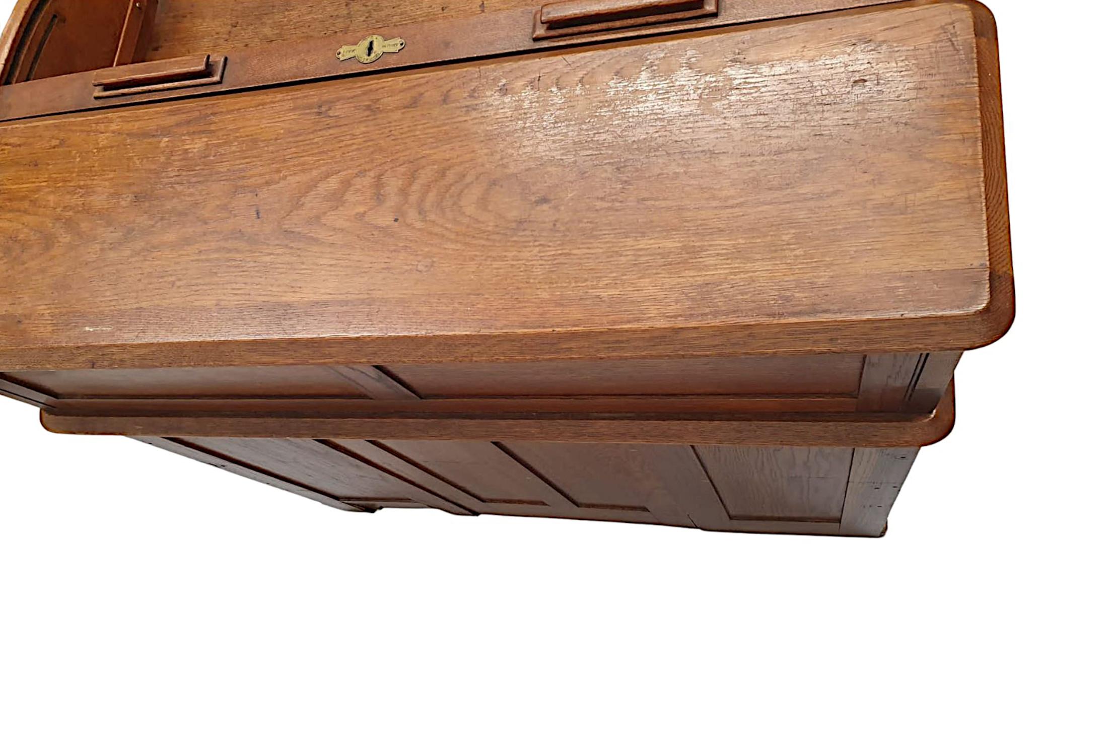 Superb 1920s Oak Roll Top Desk For Sale 1
