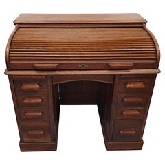Antique Superb 1920s Oak Roll Top Desk