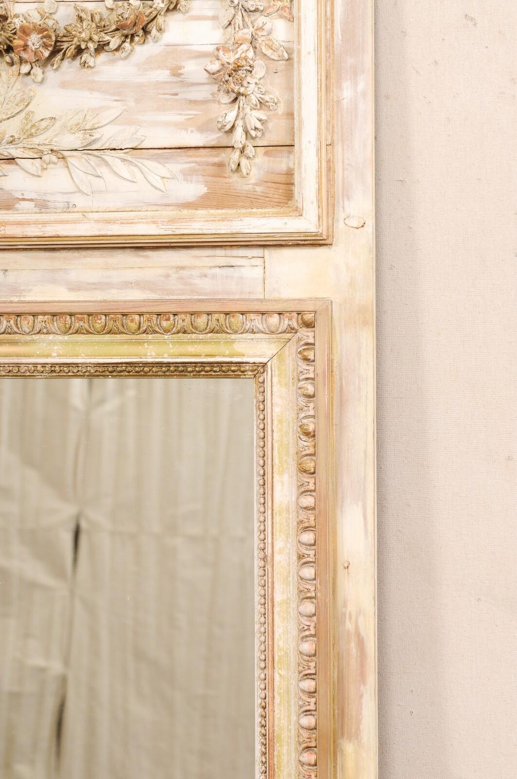 Wood A Superb 19th C. French Neoclassical Trumeau Mirror, 6.75 Ft Tall
