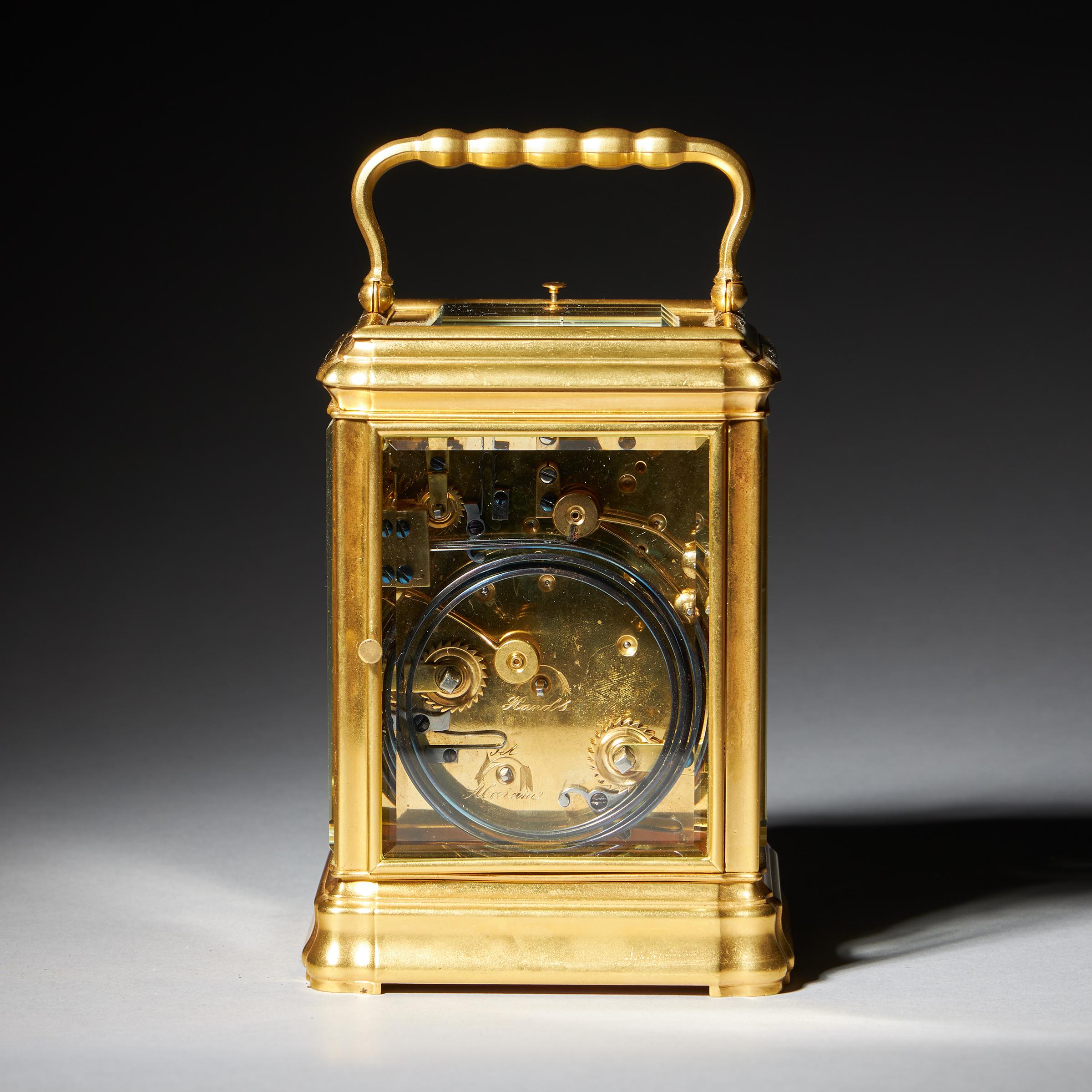 Eine prächtige achttägige Grande Sonnerie-Karrenuhr aus dem 19. Jahrhundert, um 1870. (Französisch) im Angebot