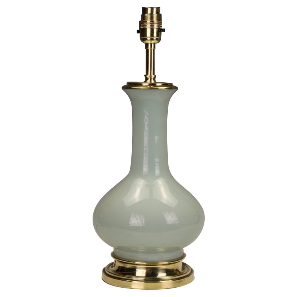 A Superb 19th Century French Celadon Porcelain Table Lamp For Sale