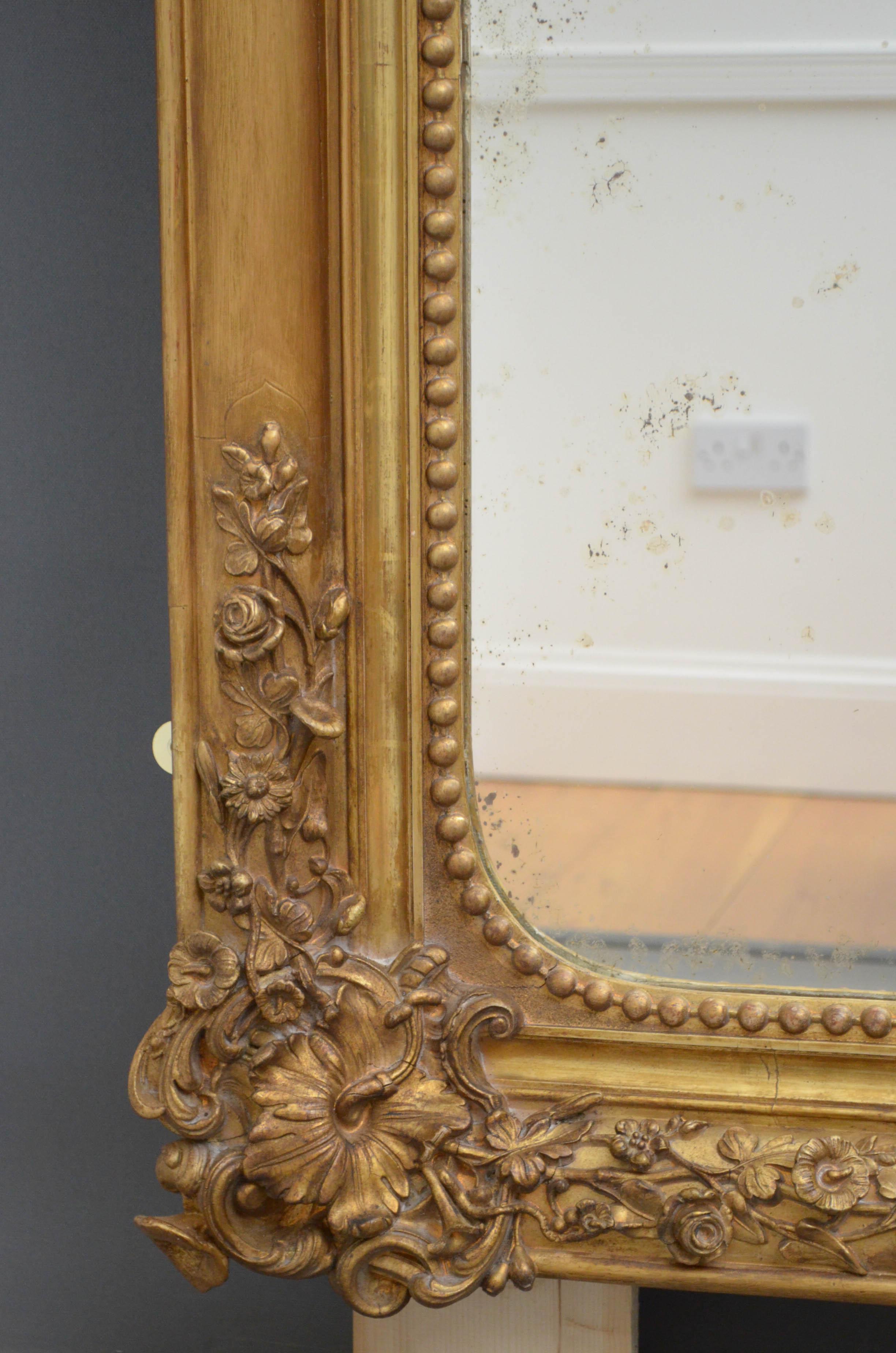 Victorian Superb 19th Century Gilded Wall Mirror