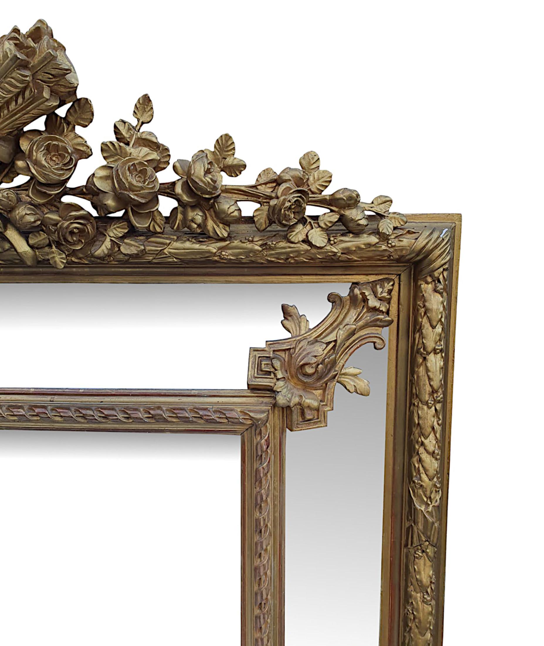 Superb 19th Century Giltwood Margin Overmantle or Hall Mirror In Good Condition For Sale In Dublin, IE