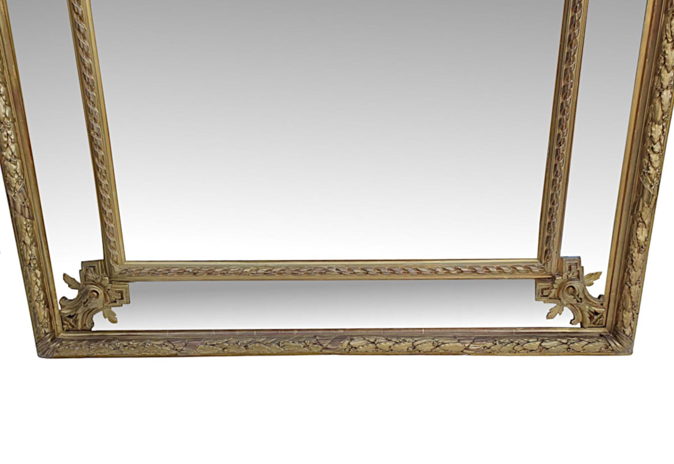 Glass Superb 19th Century Giltwood Margin Overmantle or Hall Mirror For Sale