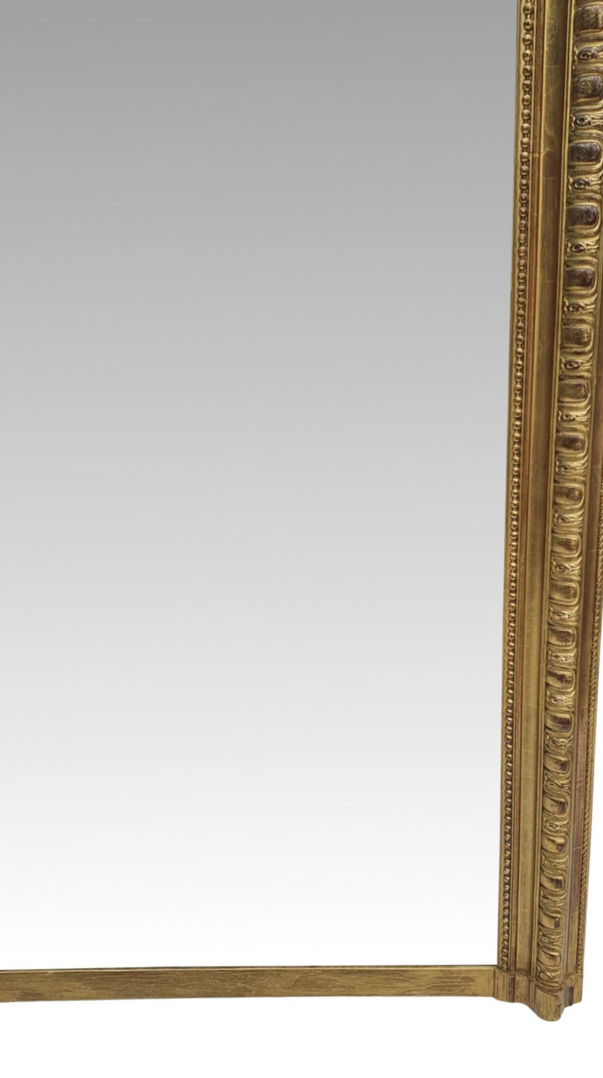 French Superb 19th Century Giltwood Overmantle or Hall Mirror For Sale
