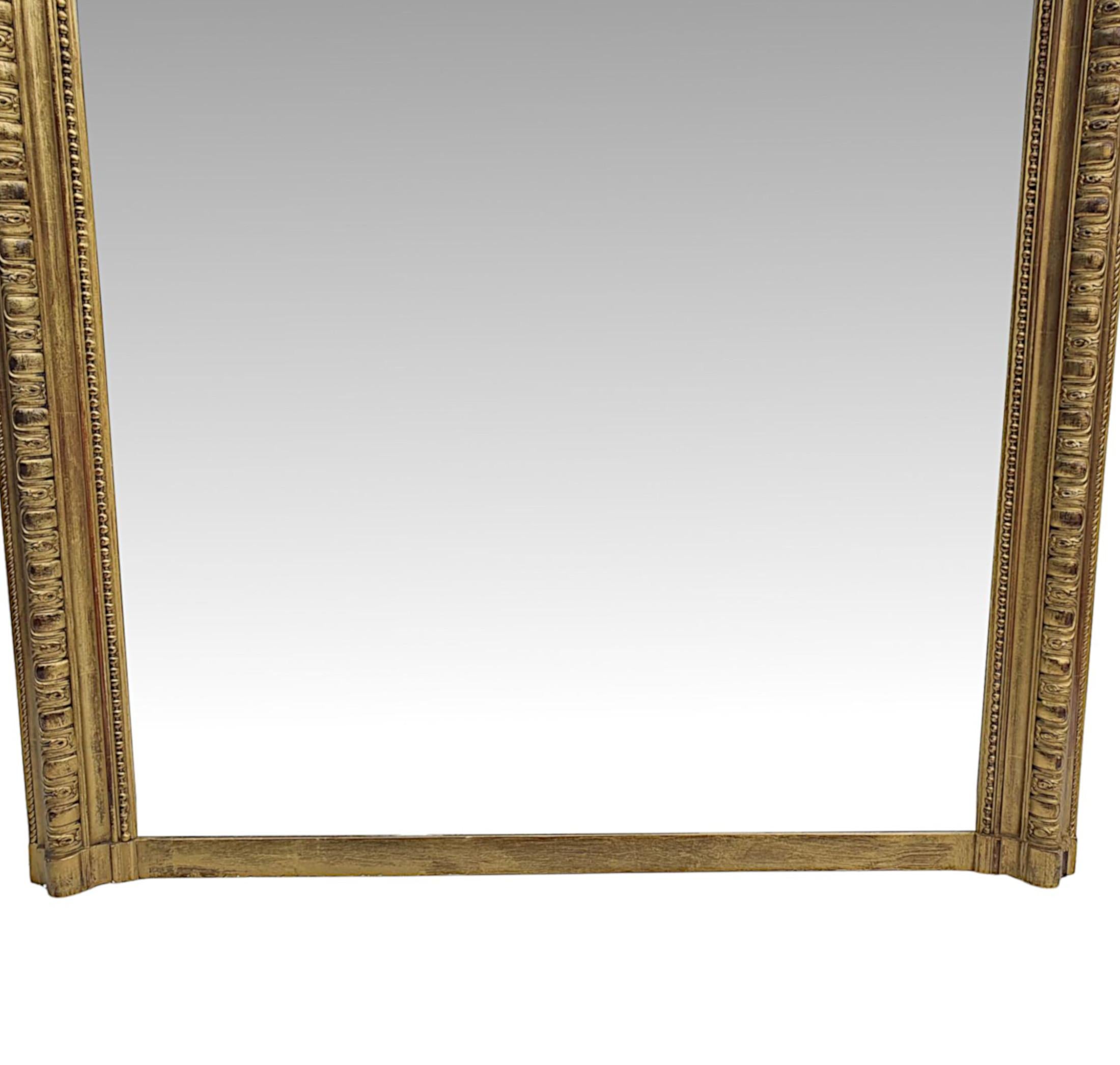 Superb 19th Century Giltwood Overmantle or Hall Mirror In Good Condition For Sale In Dublin, IE