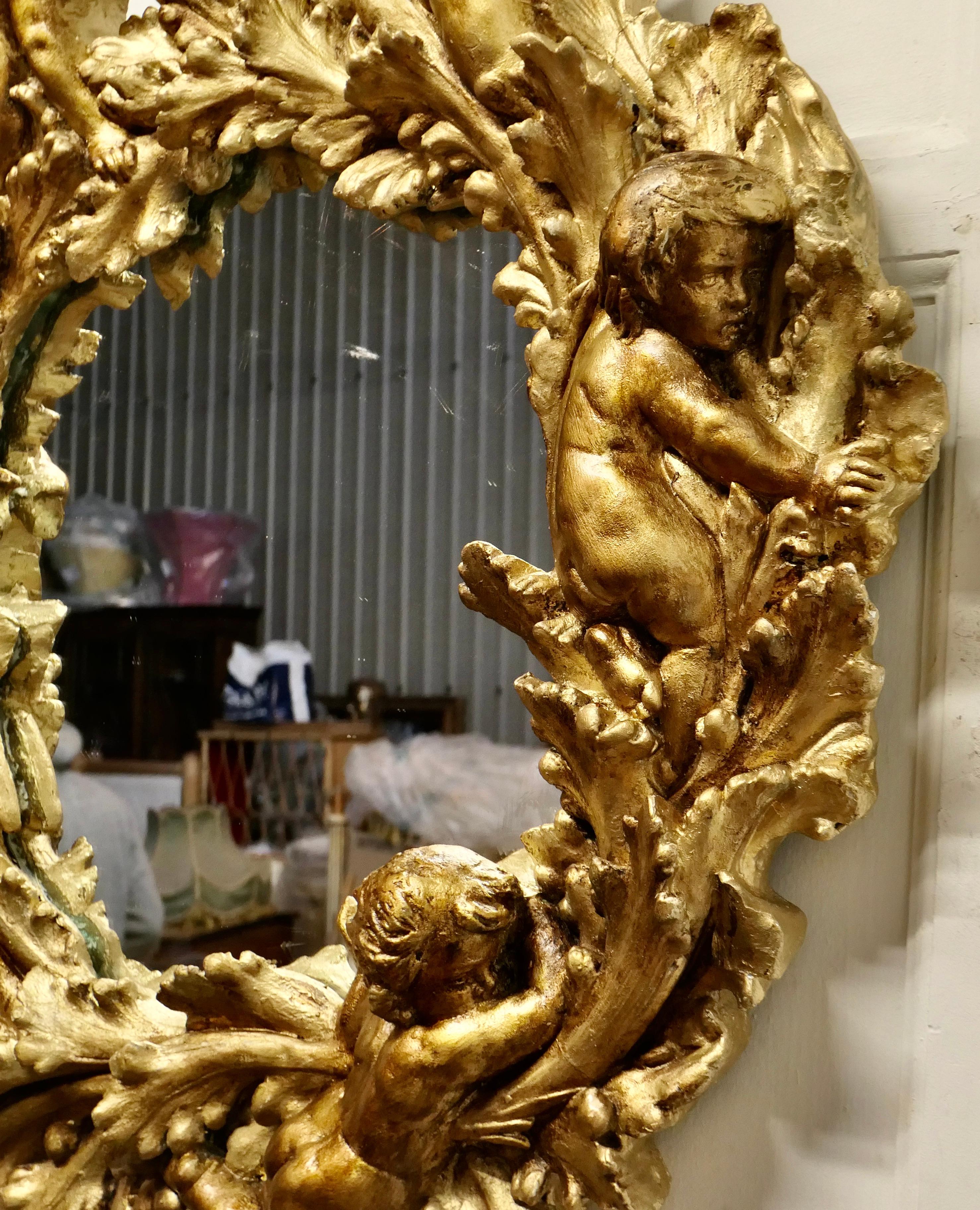 A Superb 19th Century Italian Gilt Wreath Mirror  This is a charming piece  For Sale 6