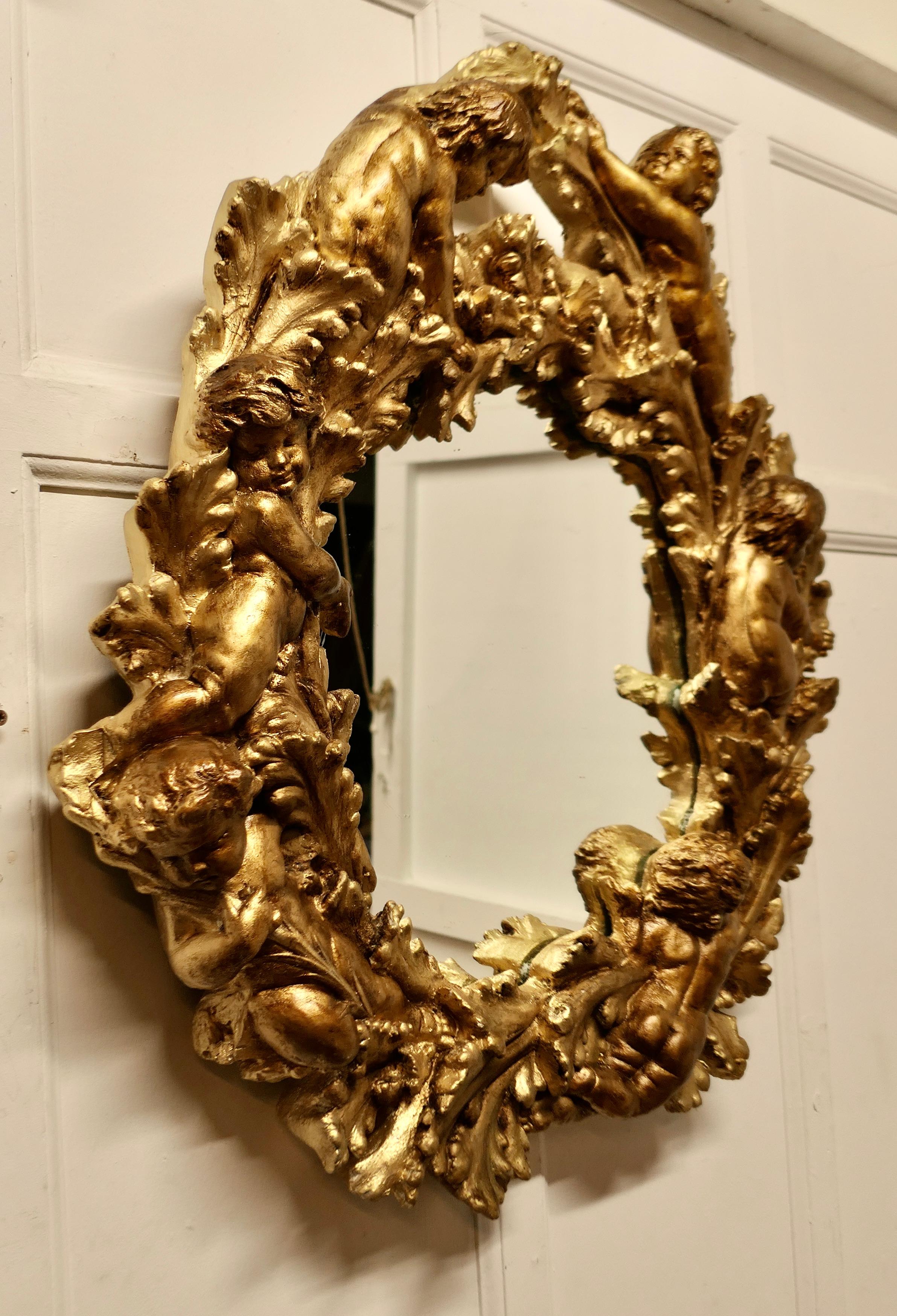 A Superb 19th Century Italian Gilt Wreath Mirror  This is a charming piece  For Sale 2