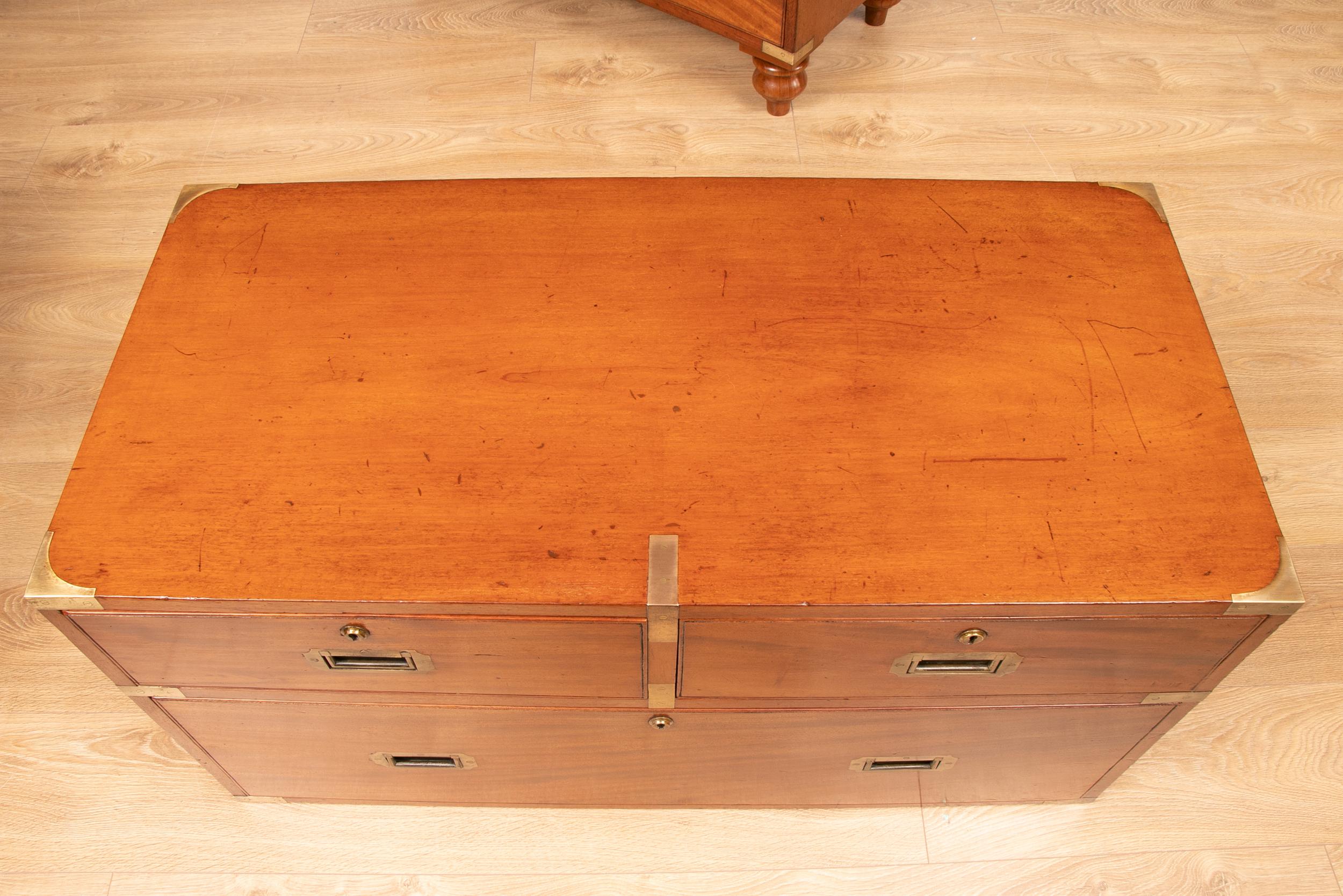 Superb 19th Century Military Mahogany Campaign Chest on Chest 3