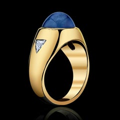 Superb and Unique Cabochon Star Sapphire and Diamond Ring for Men