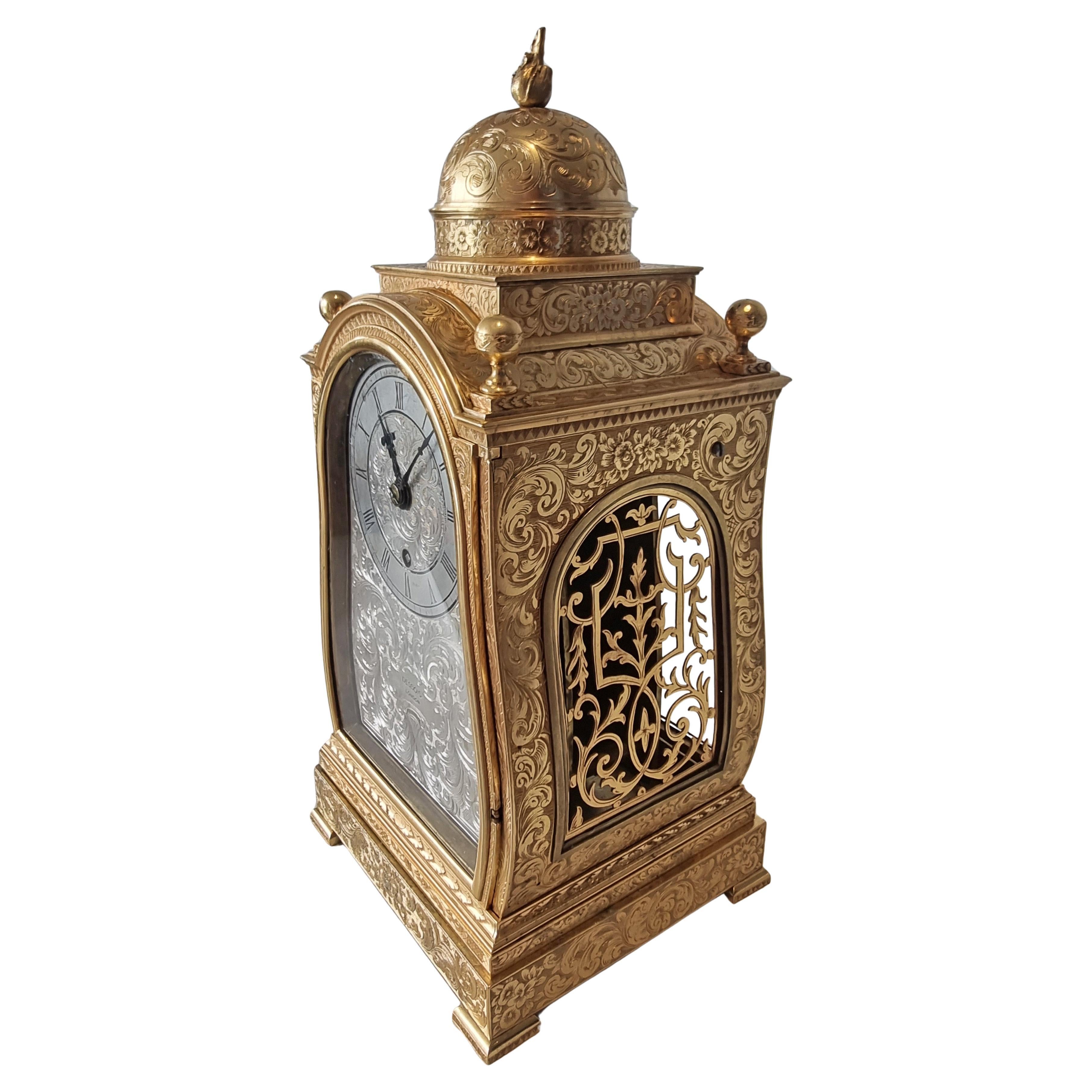 A Superb and very rare Engraved Thomas Cole Mantle Clock im Angebot