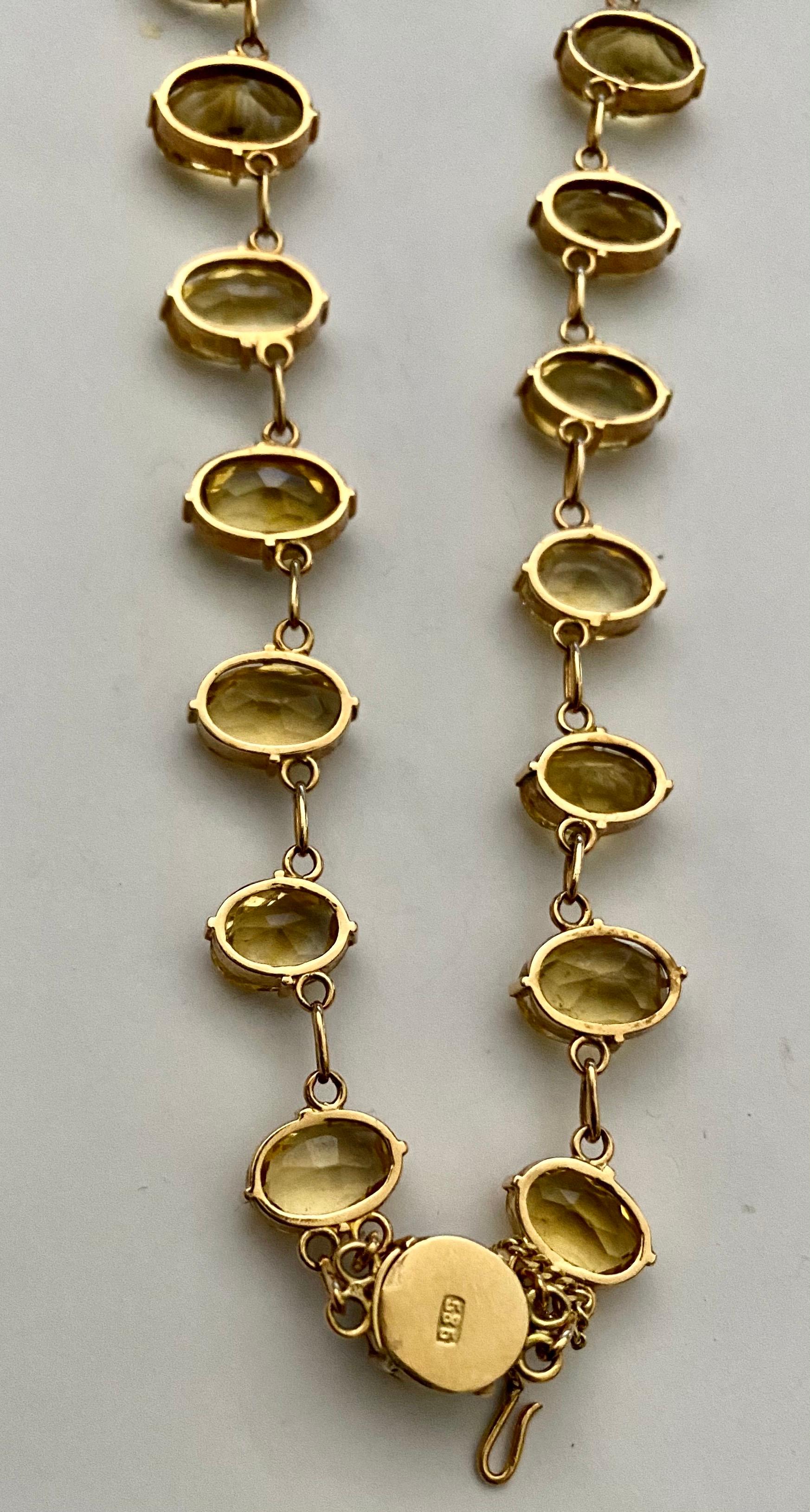 Superb Antique Citrine Riviere, 14k Gold Drop Necklace, Antique 2