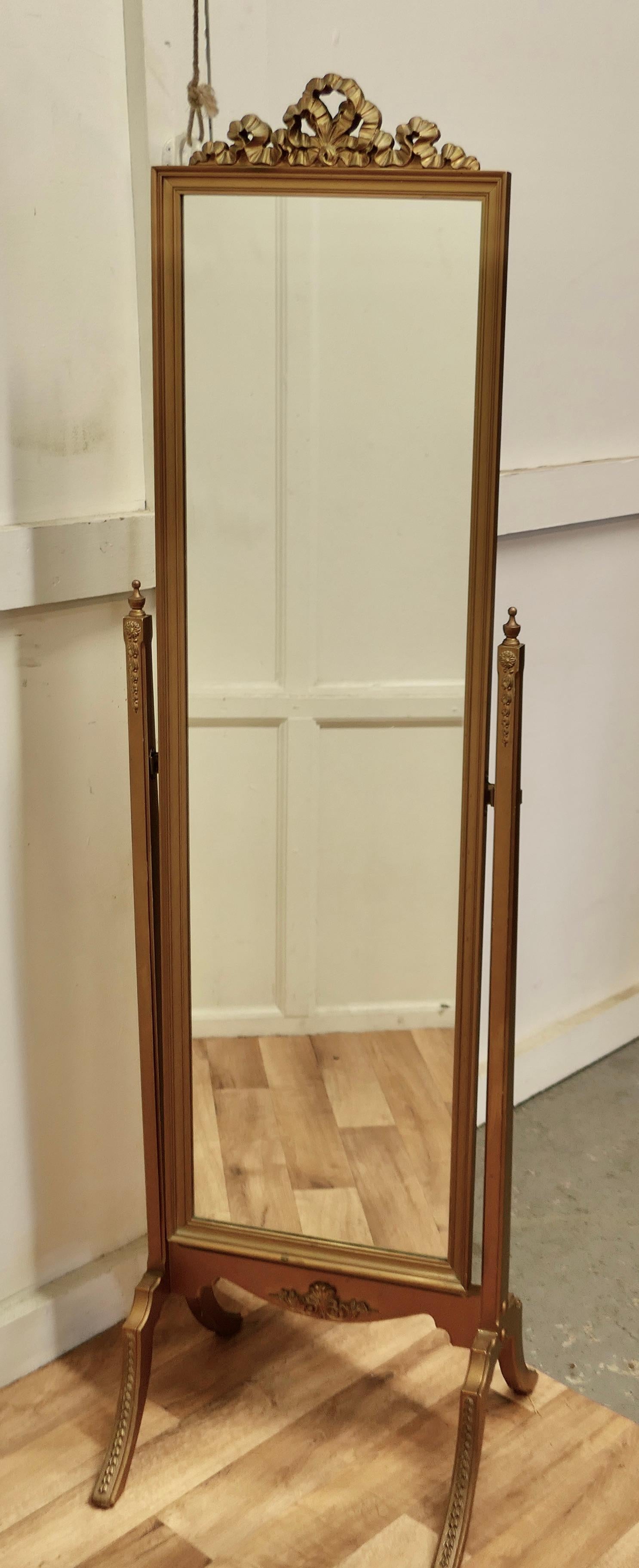 Superb Art Deco Rococo Style Gilt Cheval Dressing Mirror 3