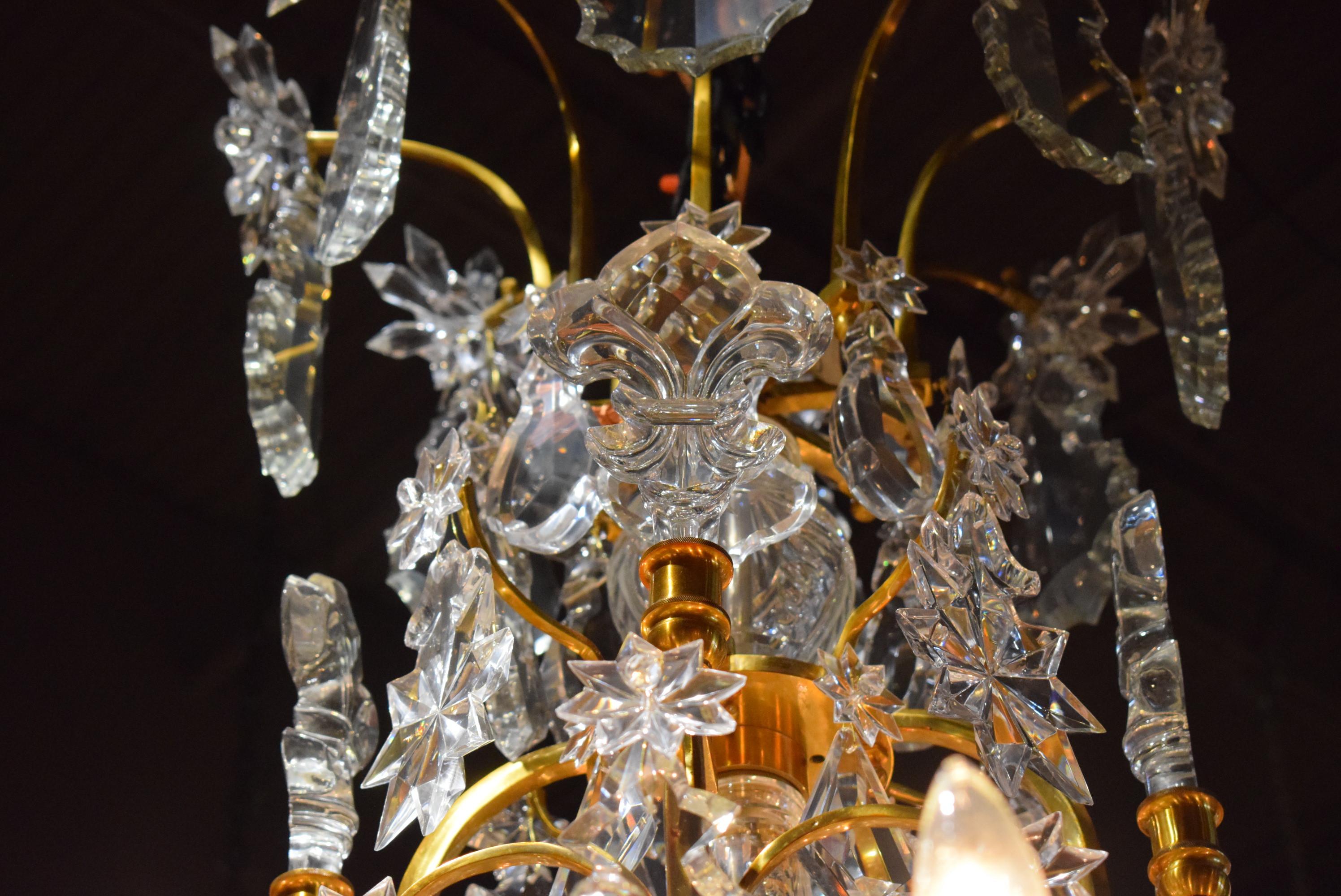 Louis XV Superb Baccarat Gilt Bronze and Crystal Chandelier