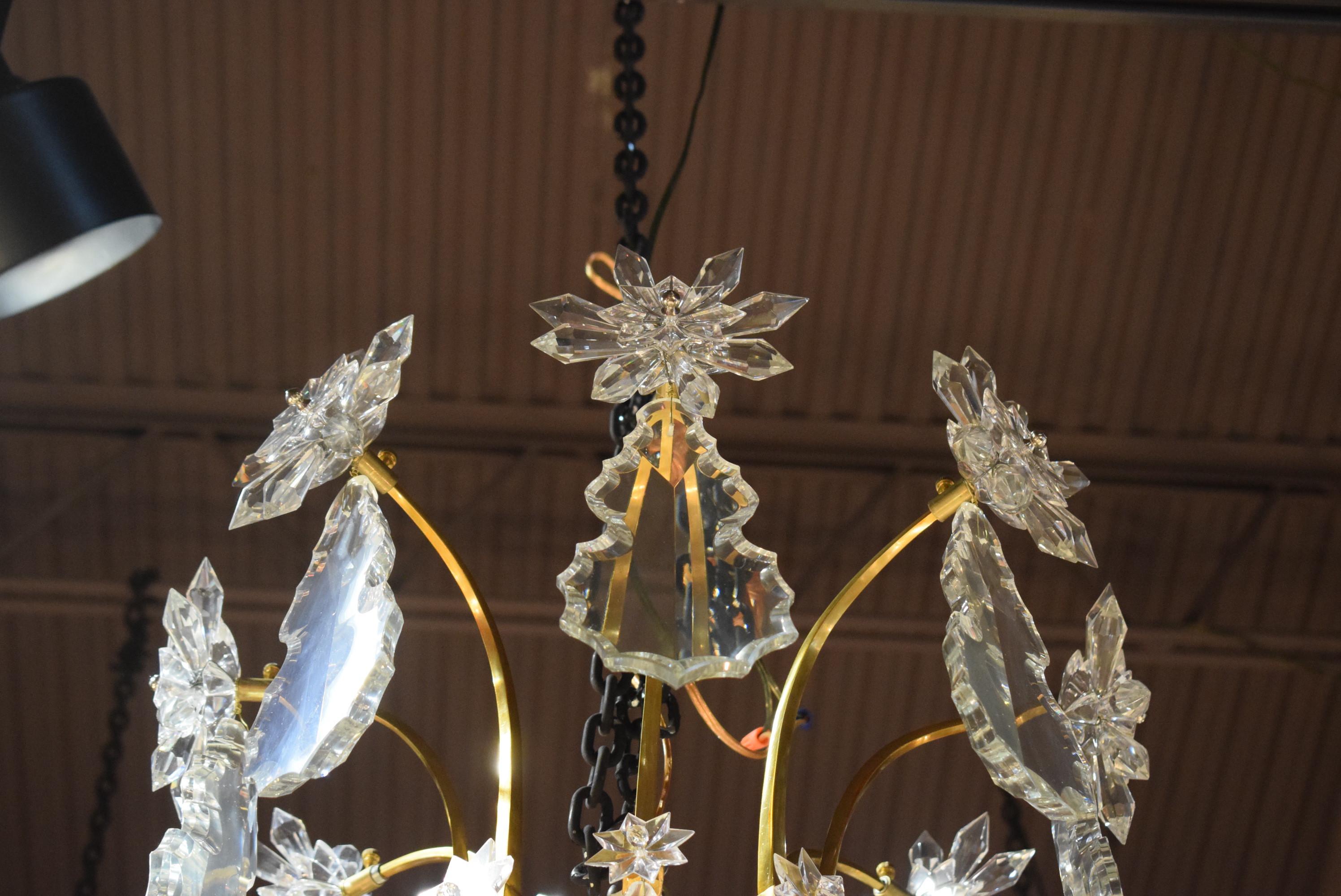 French Superb Baccarat Gilt Bronze and Crystal Chandelier