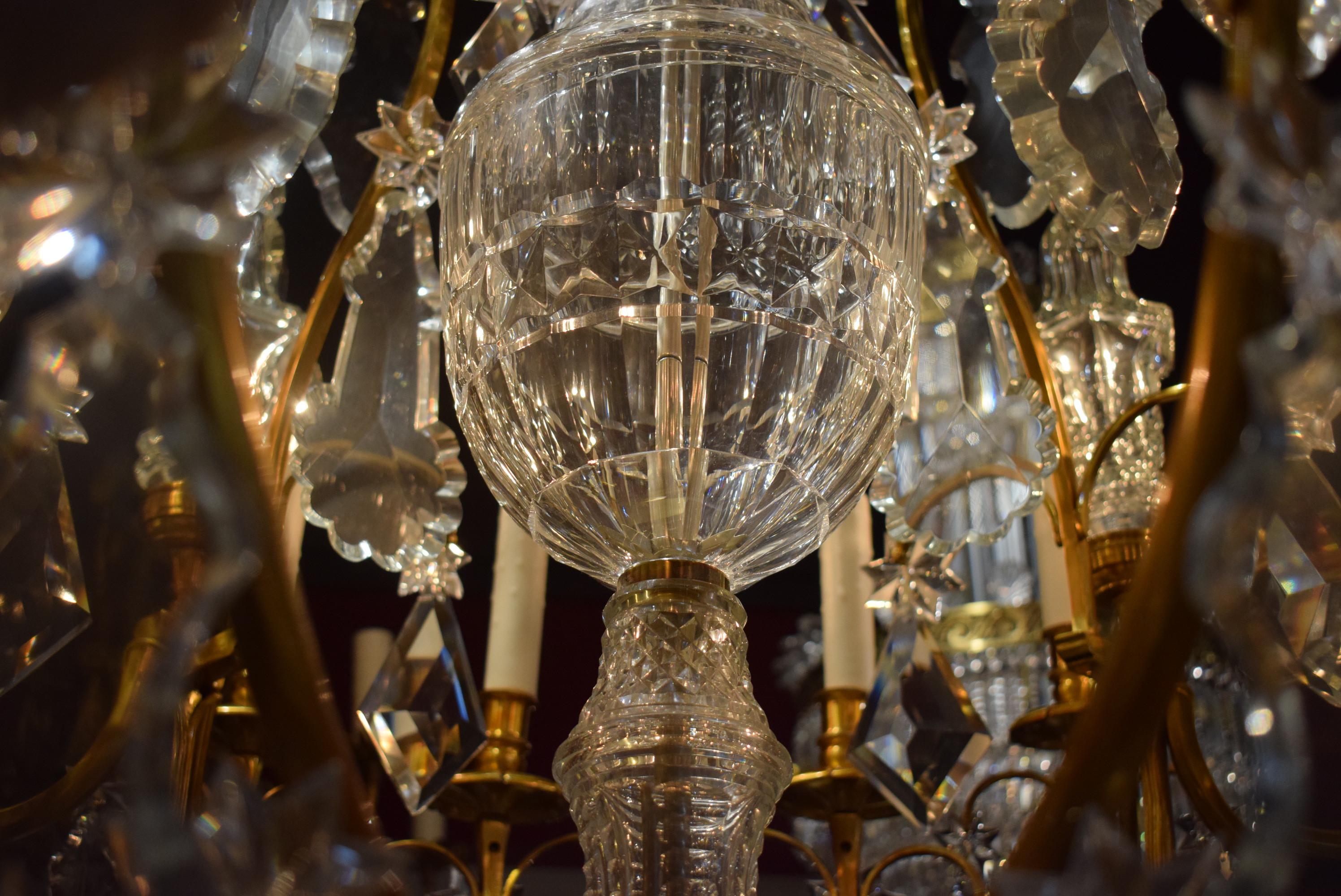 Superb Baccarat Gilt Bronze and Crystal Chandelier In Good Condition In Atlanta, GA