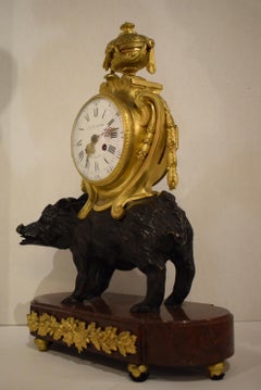 Superb Bronze and Marble Mantle Clock
