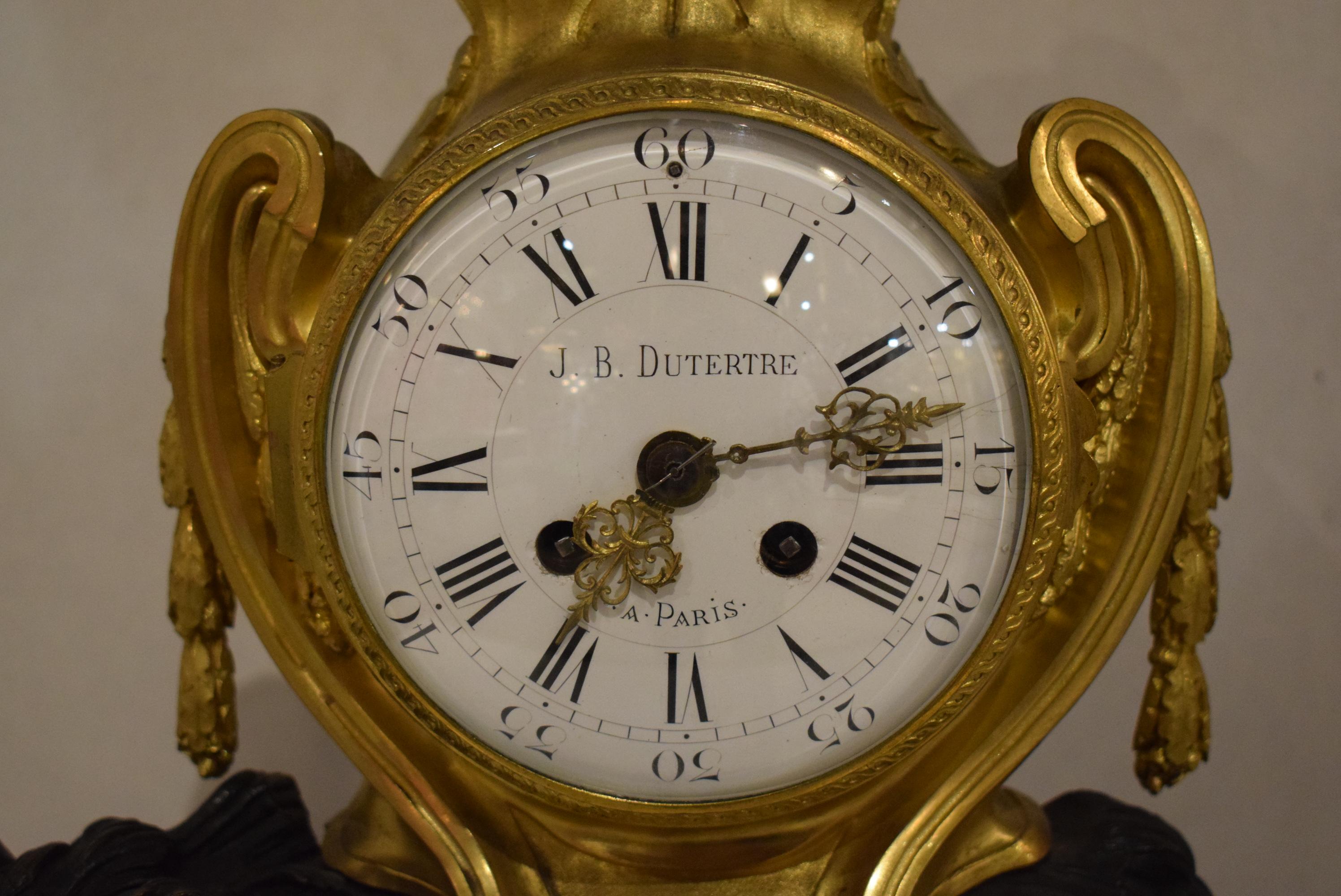 Louis XVI Superb Bronze and Marble Mantle Clock For Sale