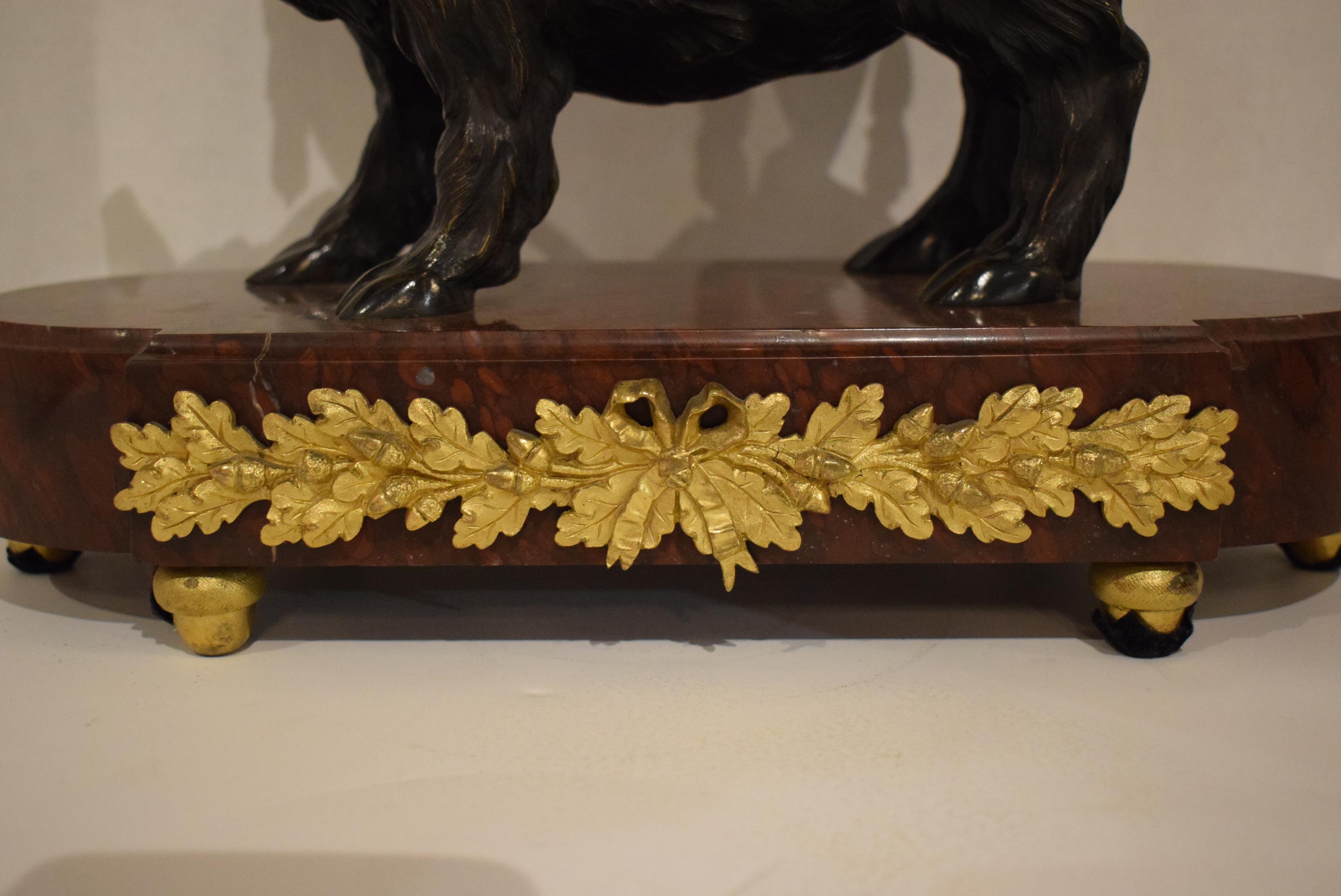 Superb Bronze and Marble Mantle Clock In Good Condition For Sale In Atlanta, GA
