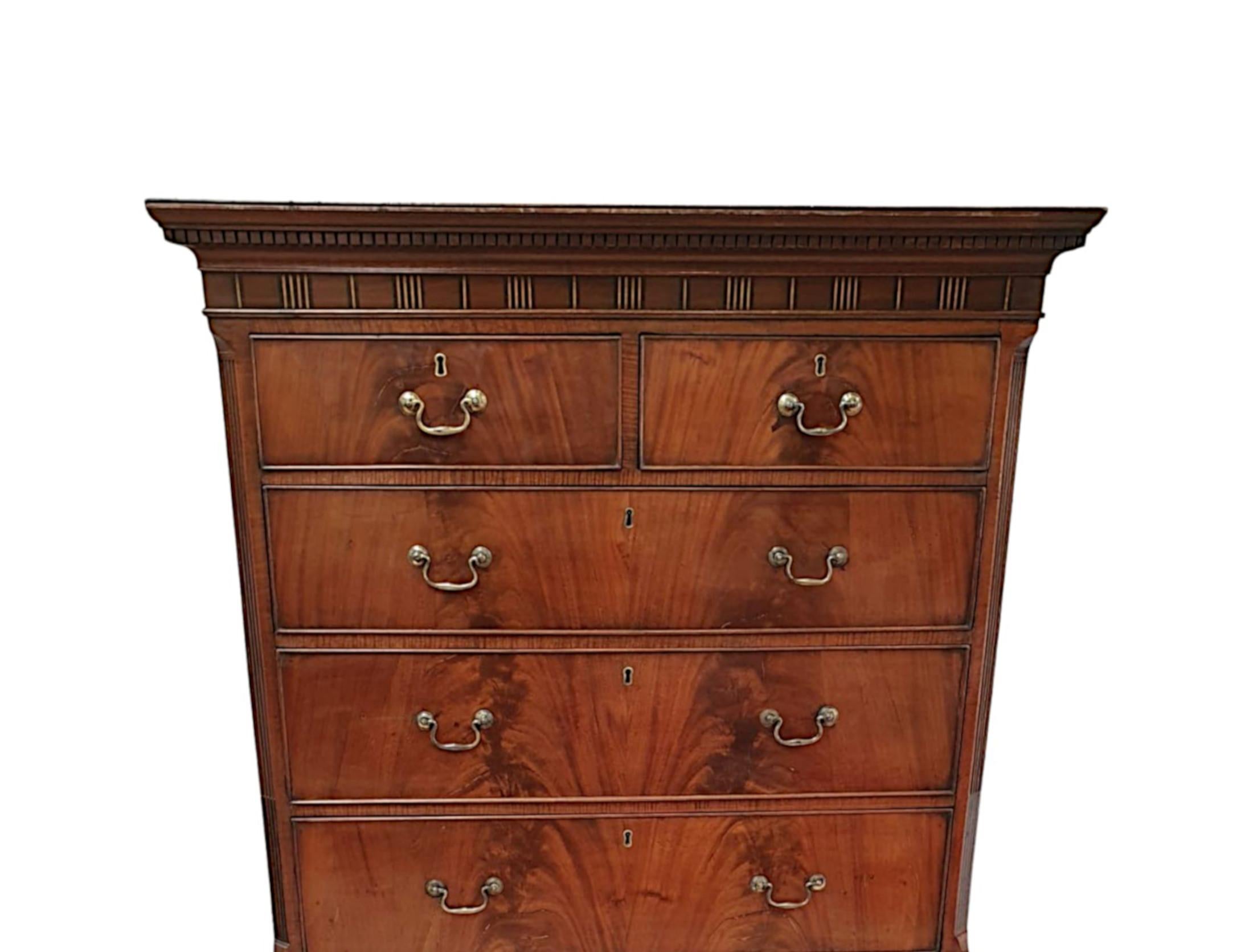 English Superb Early 19th Century George III Flame Mahogany Chest on Chest For Sale