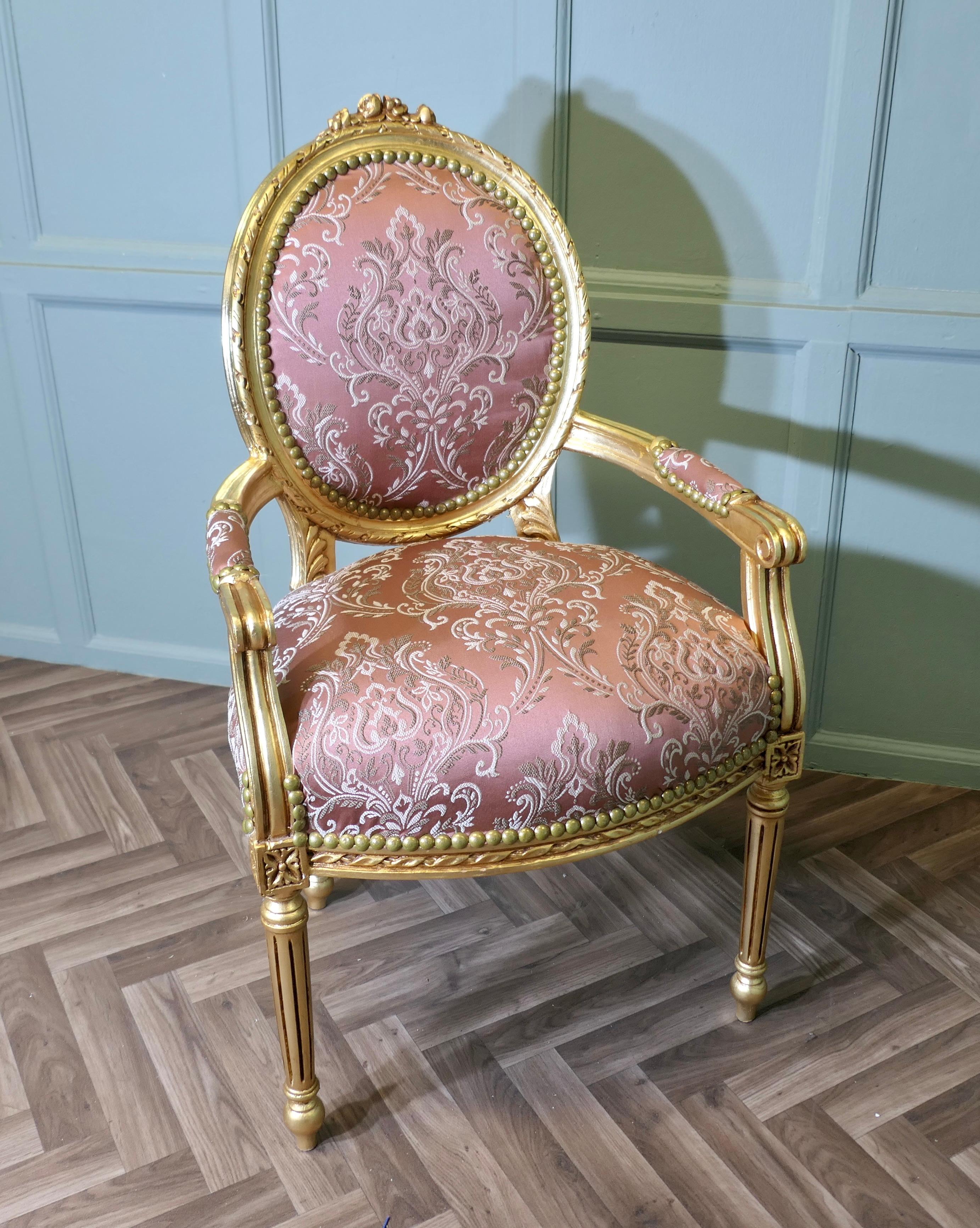 French Provincial A Superb French 19th Century Gilt Salon Chair For Sale