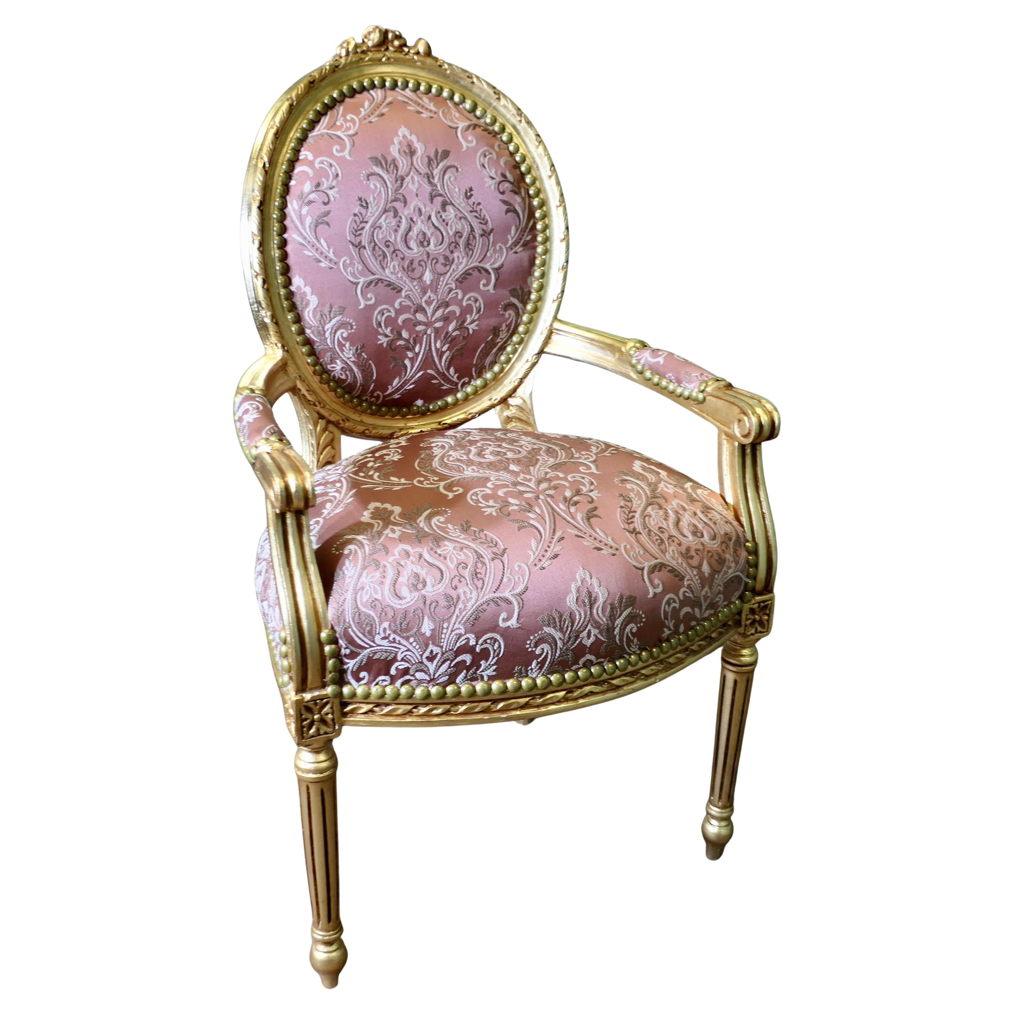 A Superb French 19th Century Gilt Salon Chair For Sale