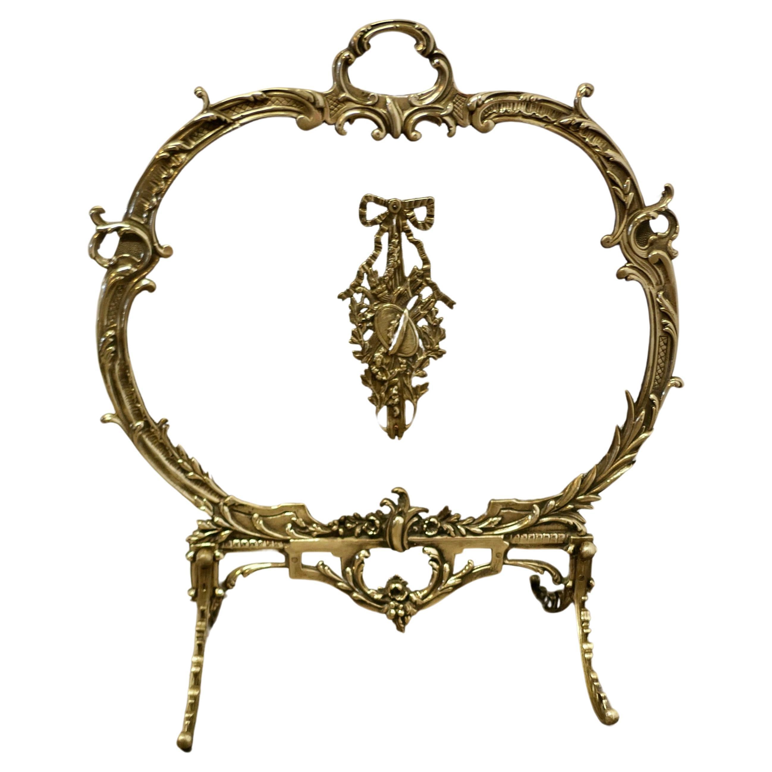 A Superb French Brass Rococo Fire Guard, Screen  The Fire guard is a superb   For Sale
