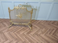 A Superb French Brass Rococo Fire Guard, Spark screen
