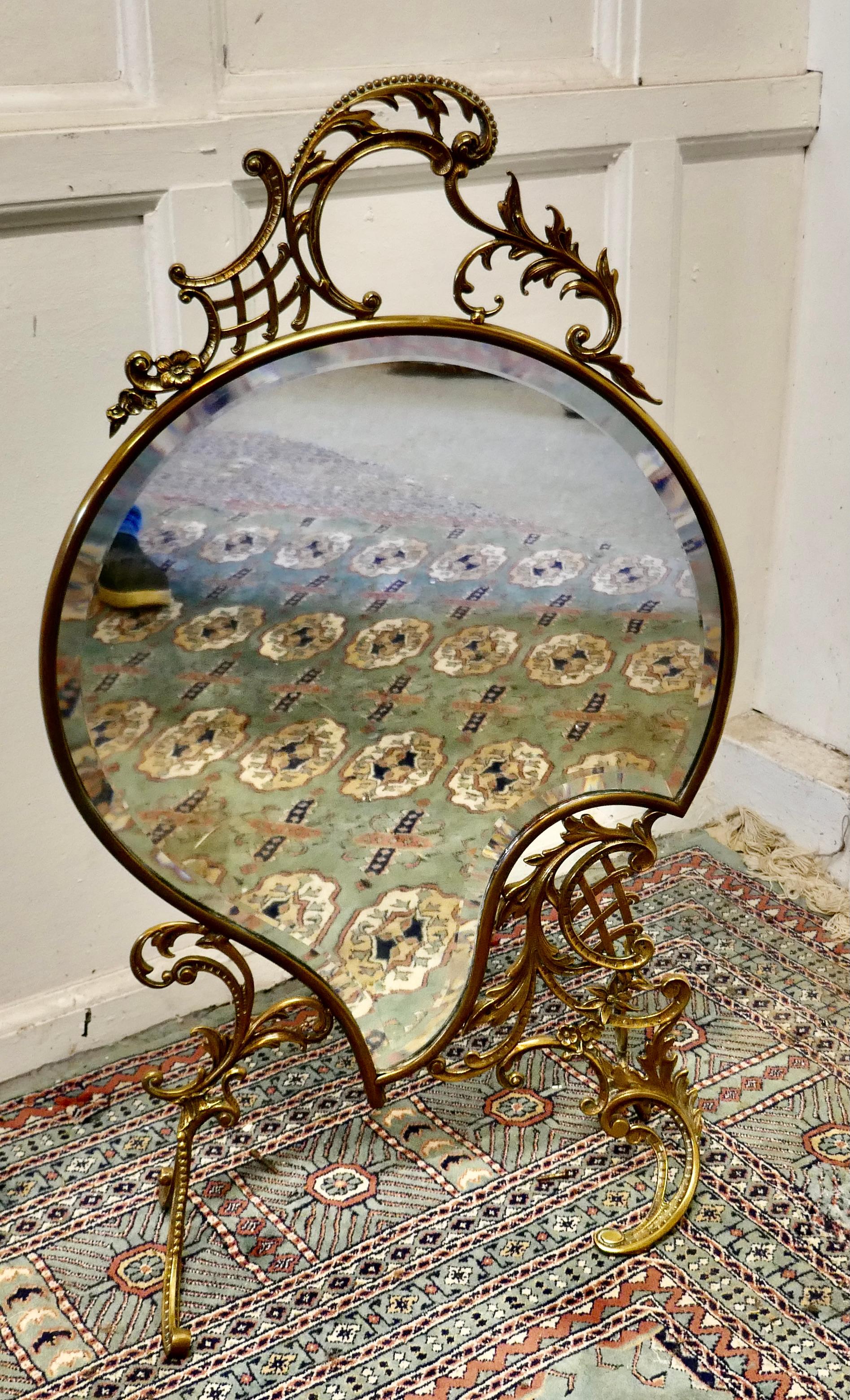 Superb French Brass Rococo Fire Screen For Sale 1