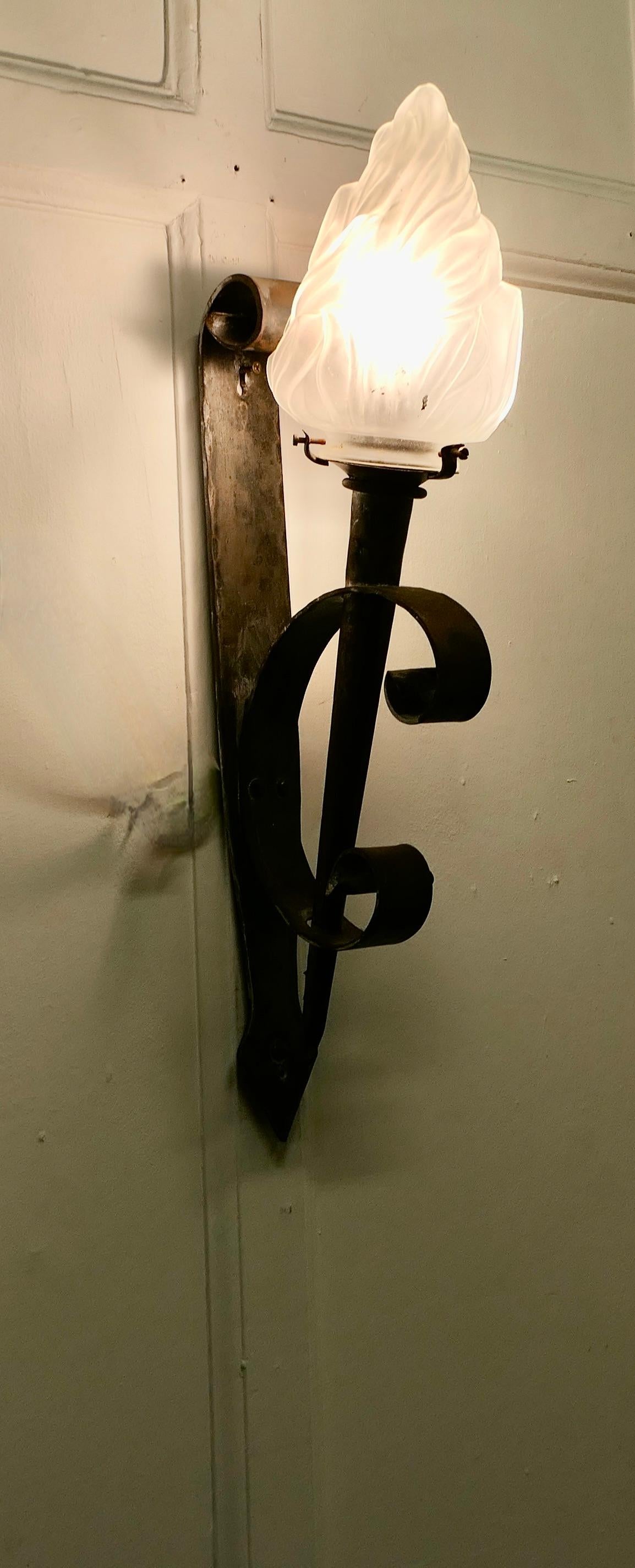 Early 20th Century A Superb French Gothic Iron Wall Light    For Sale